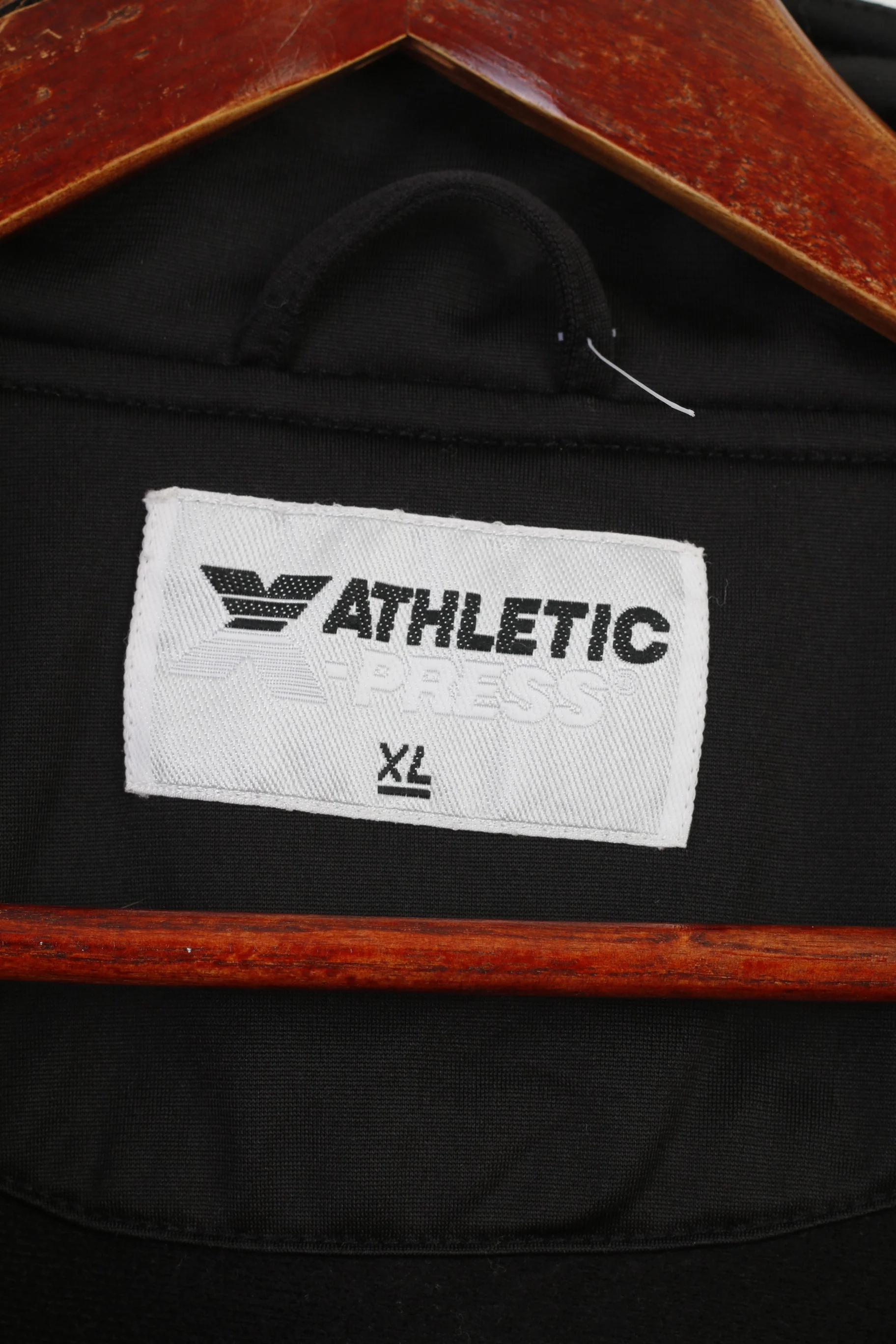 Athletic X-Press Men XL Sweatshirt Shiny Black Zip Up Retro Track Top - Image 5