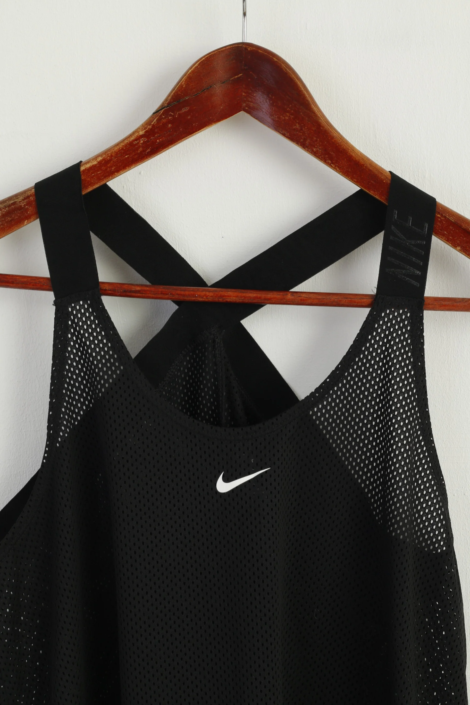 Nike Women M Shirt Black Sportswear Tank Top Mesh Run Active Logo Top - Image 2