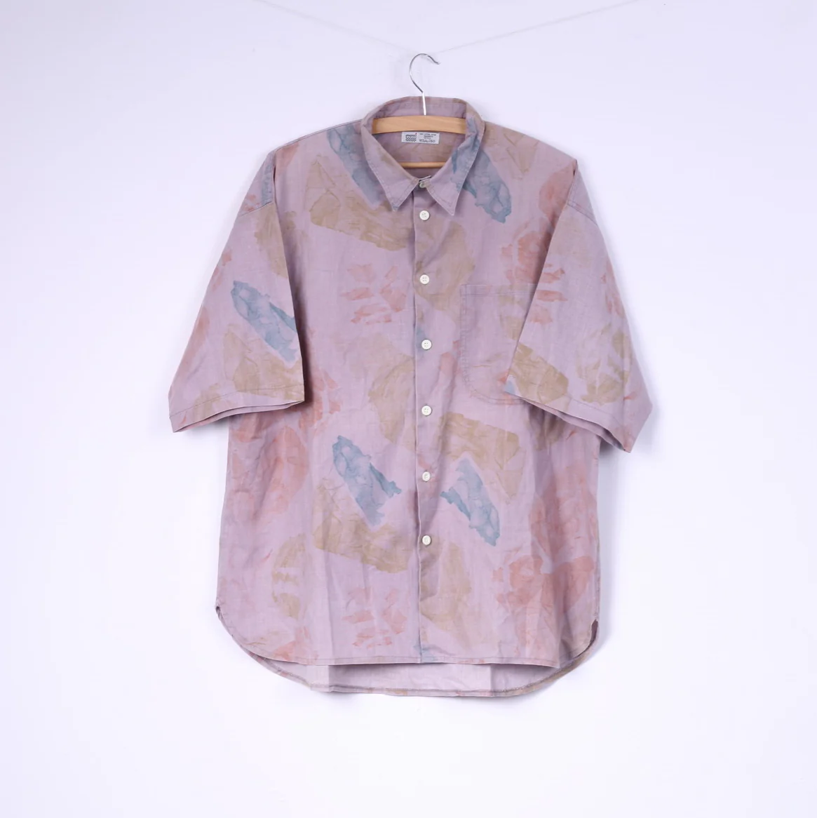 Avantt Men 41/42 XL Casual Shirt Violet Vintage Cotton Short Sleeve Top