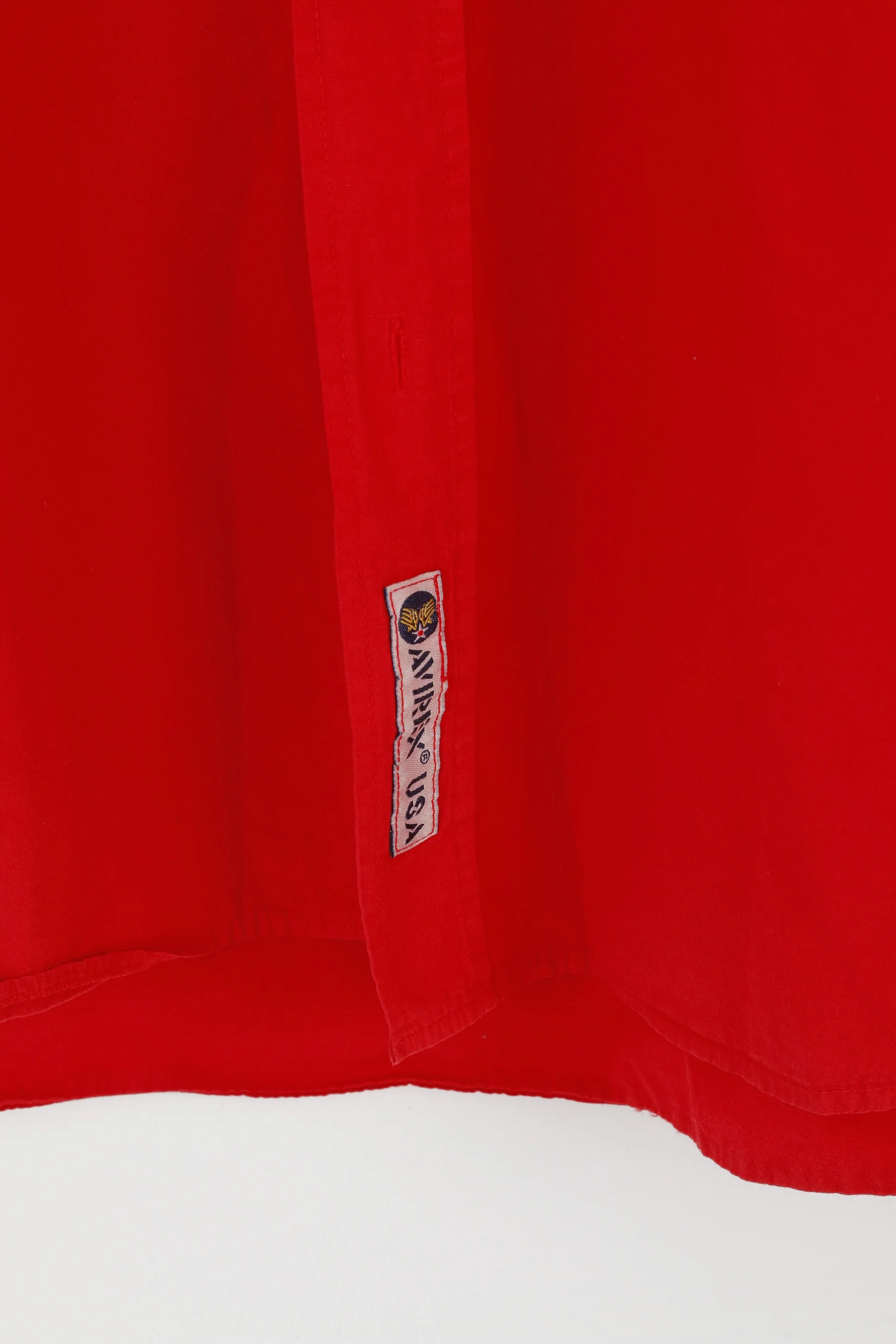 Avirex NYC Men M Casual Shirt Red Cotton Pocket Army Short Sleeve Vintage Top - Image 3