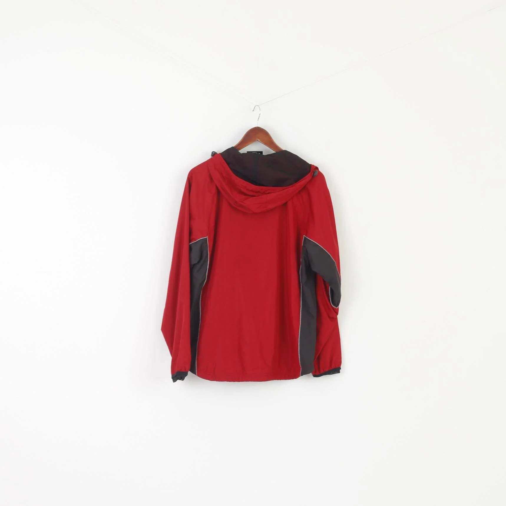 Bagheera Women M Jacket Red Hooded Windcheater Zip Up Reflective Sport Top - Image 6