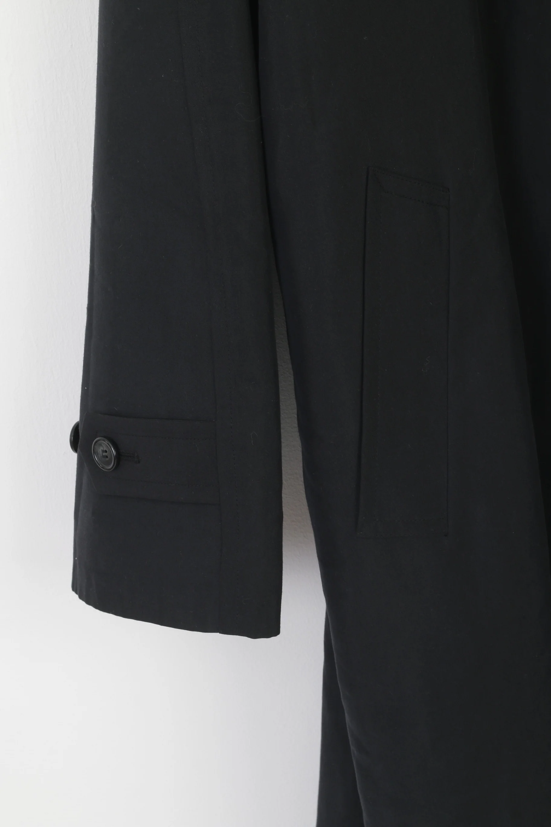 Baker Street Men 42 L Long Coat Black Design in Italy by Carlo Bellucci Lined Vintage Top - Image 3