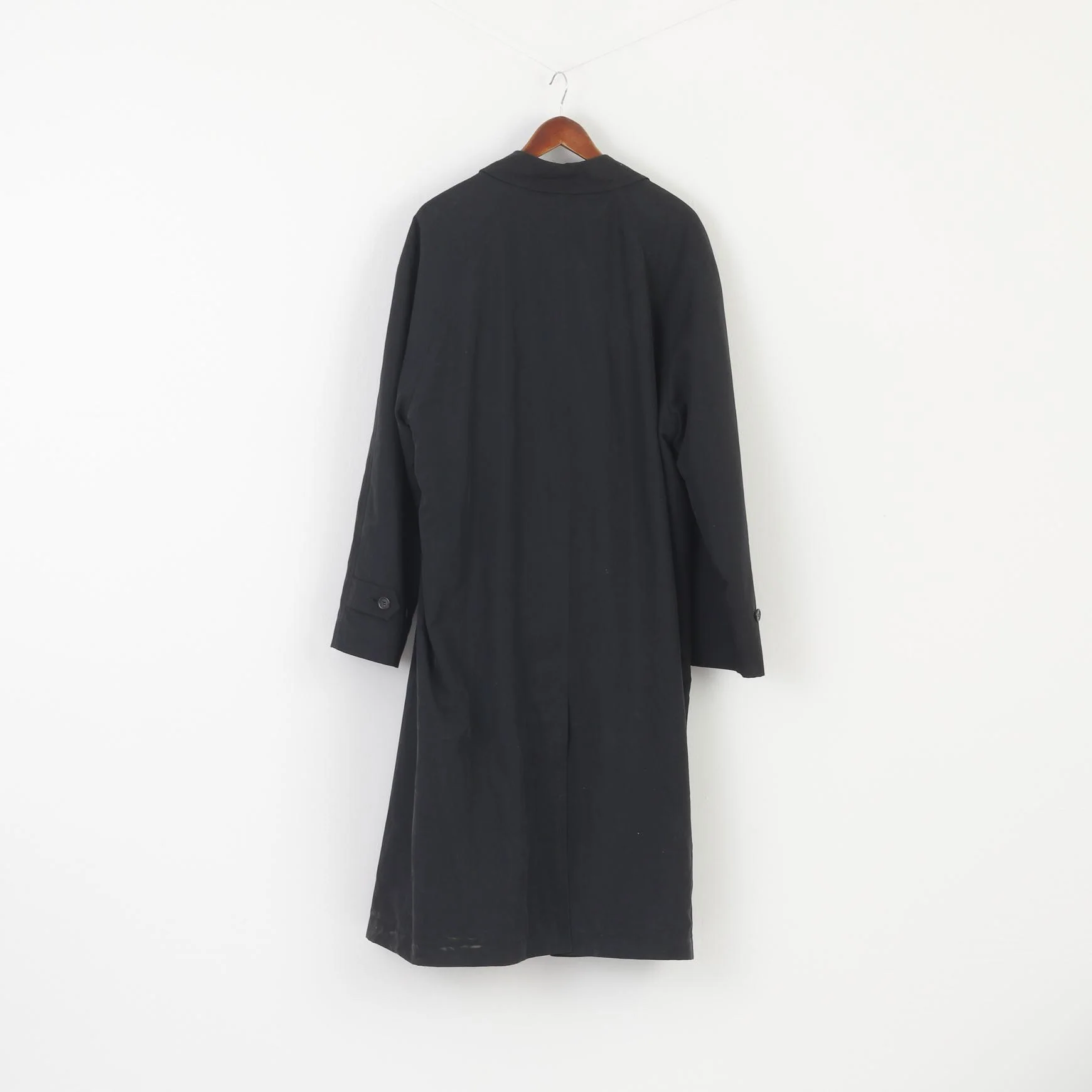 Baker Street Men 42 L Long Coat Black Design in Italy by Carlo Bellucci Lined Vintage Top - Image 7