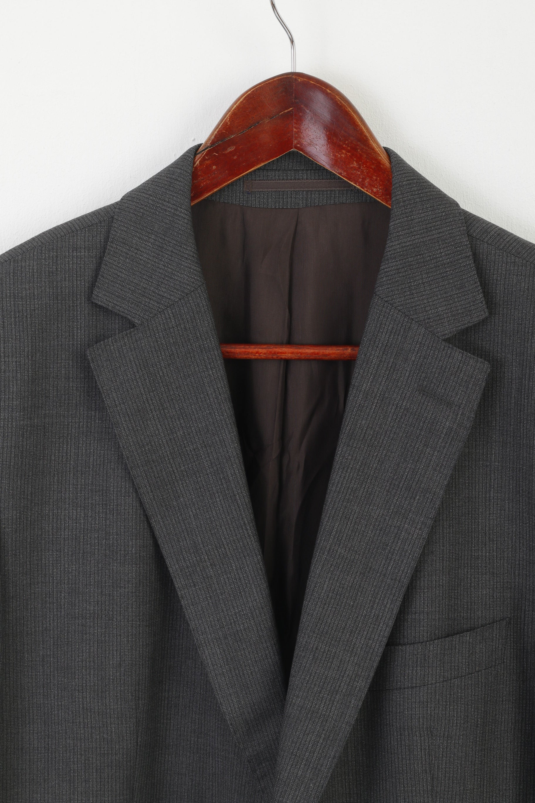 Baldessarini Men 42 52 Blazer Gray Striped Wool Vintage Single Breasted Jacket - Image 2