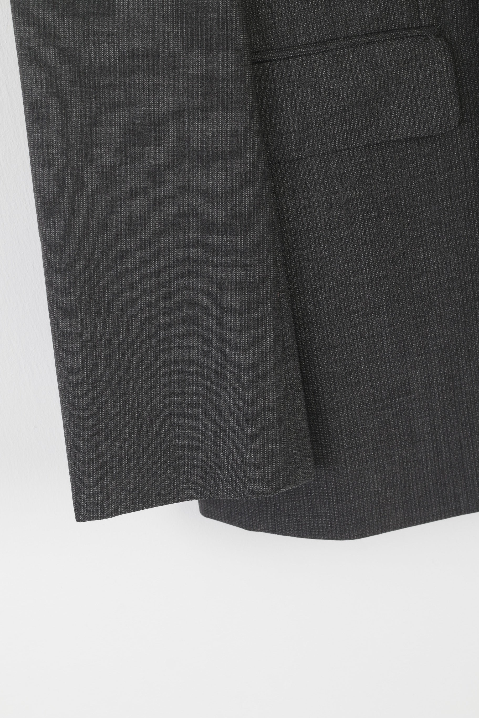 Baldessarini Men 42 52 Blazer Gray Striped Wool Vintage Single Breasted Jacket - Image 3