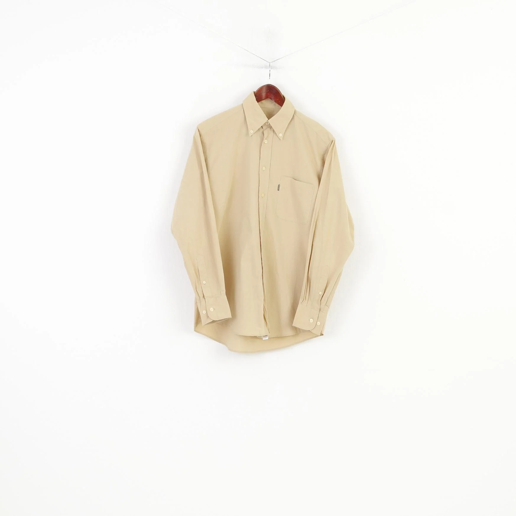Barbour Men M Casual Shirt Long Sleeve Beige Cotton Buttons Down Collar Vintage Classic Top