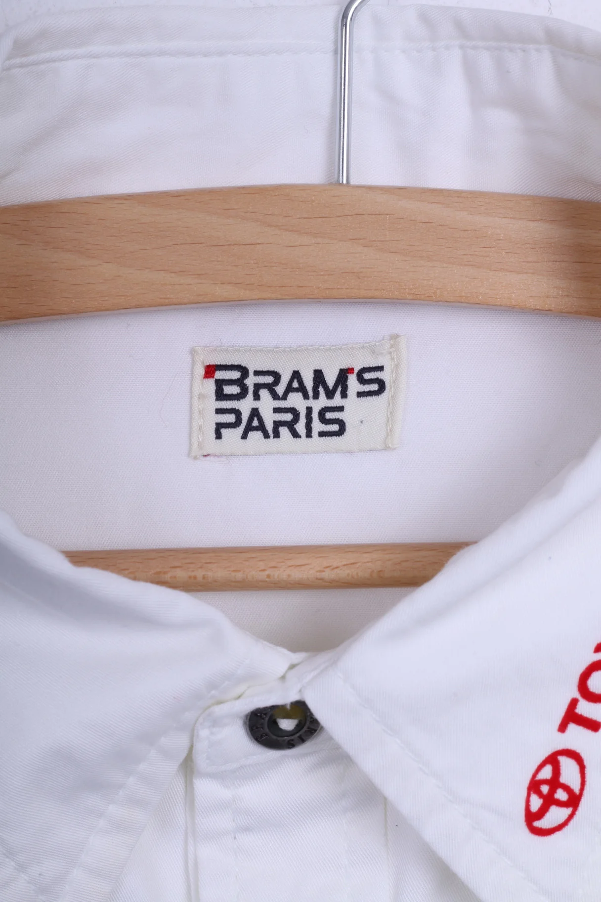 BARMS PARIS Mens M Casual Shirt Toyota White Cotton Long Sleeve - Image 4