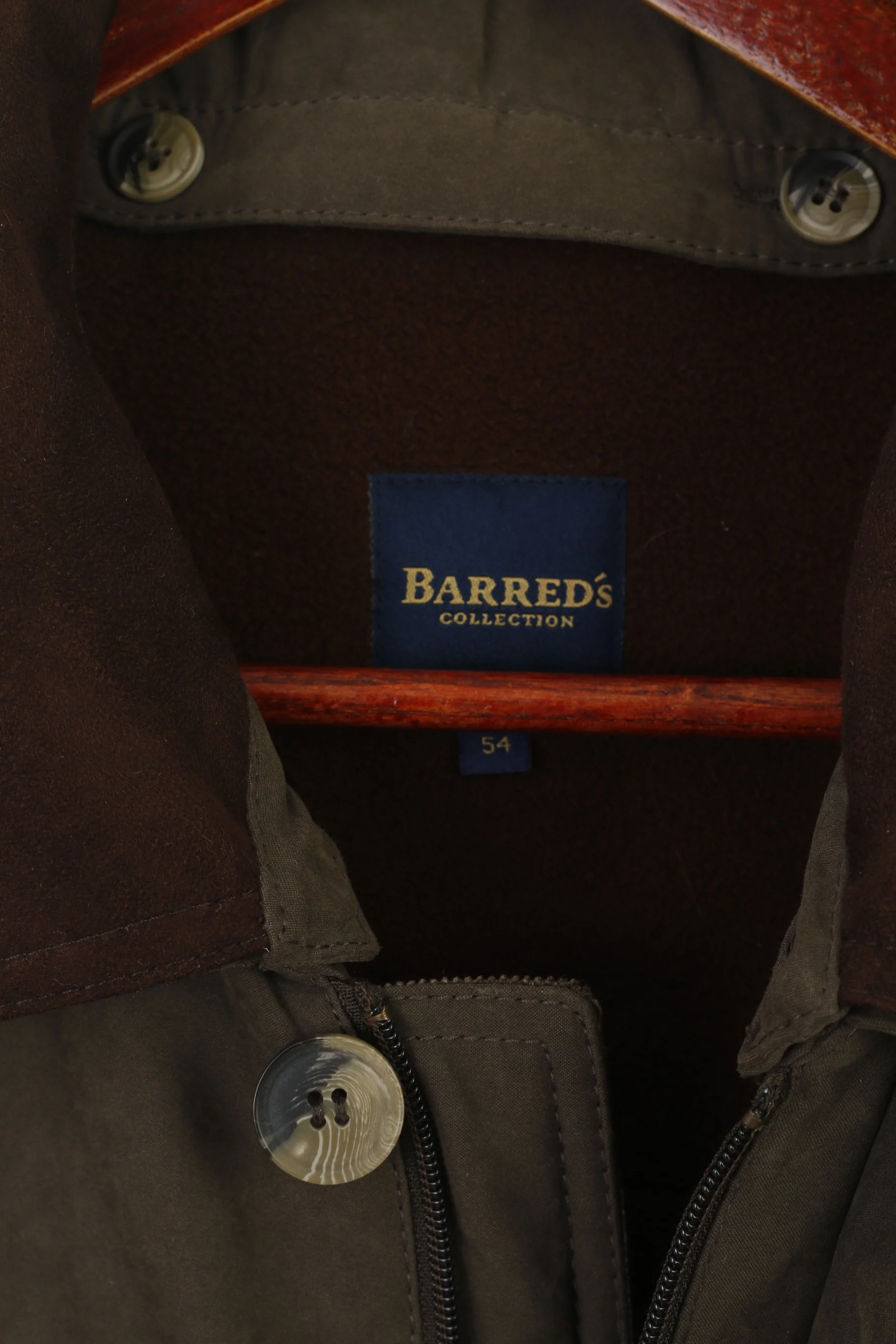 Barred's Men 54 L Jacket Green Brown Padded Full Zipper Classic Collared Detailed Top - Image 4