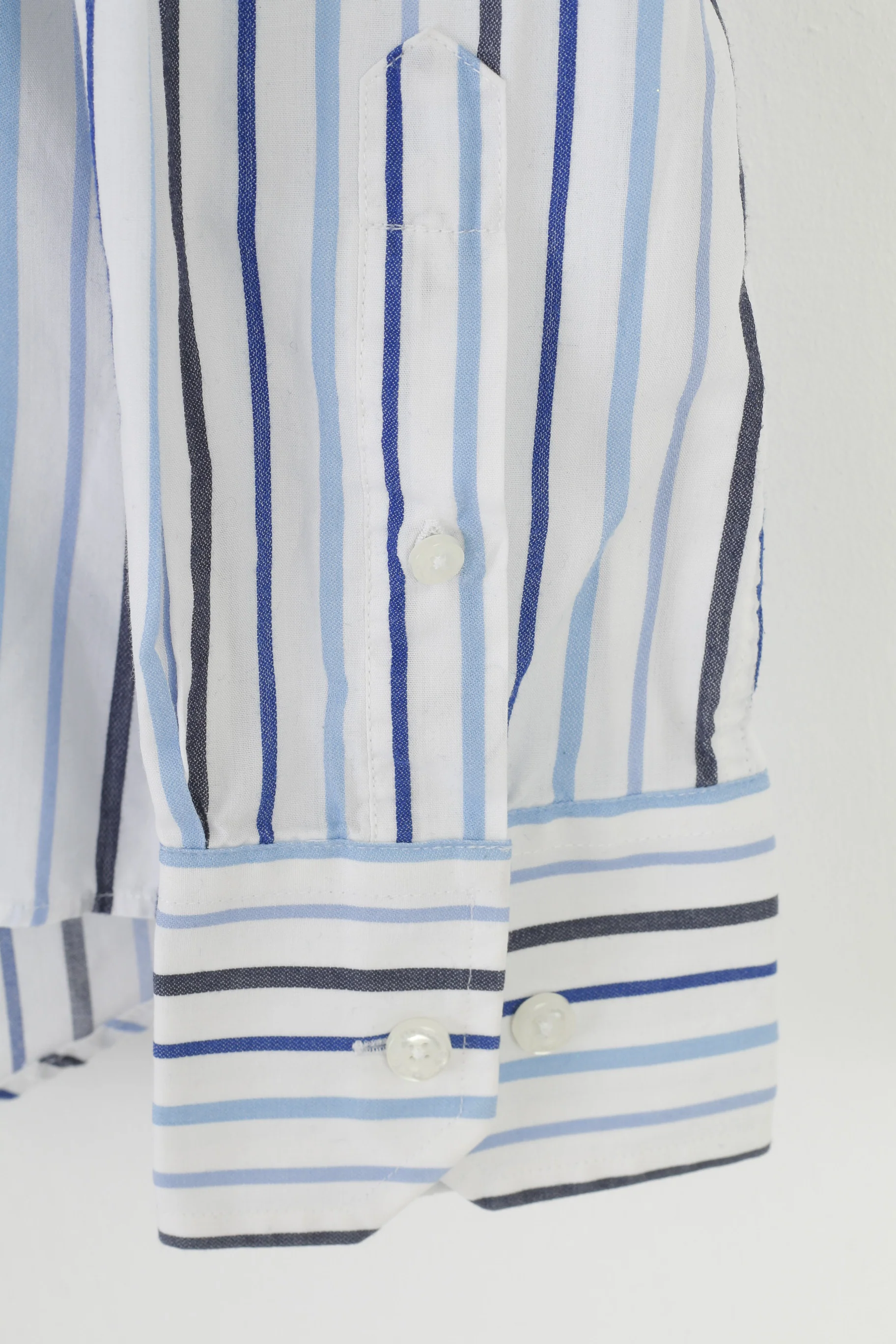 Ben Sherman Men L Casual Shirt White Blue Striped Collar Long Sleeve Elegant The Original Cotton Top - Image 3