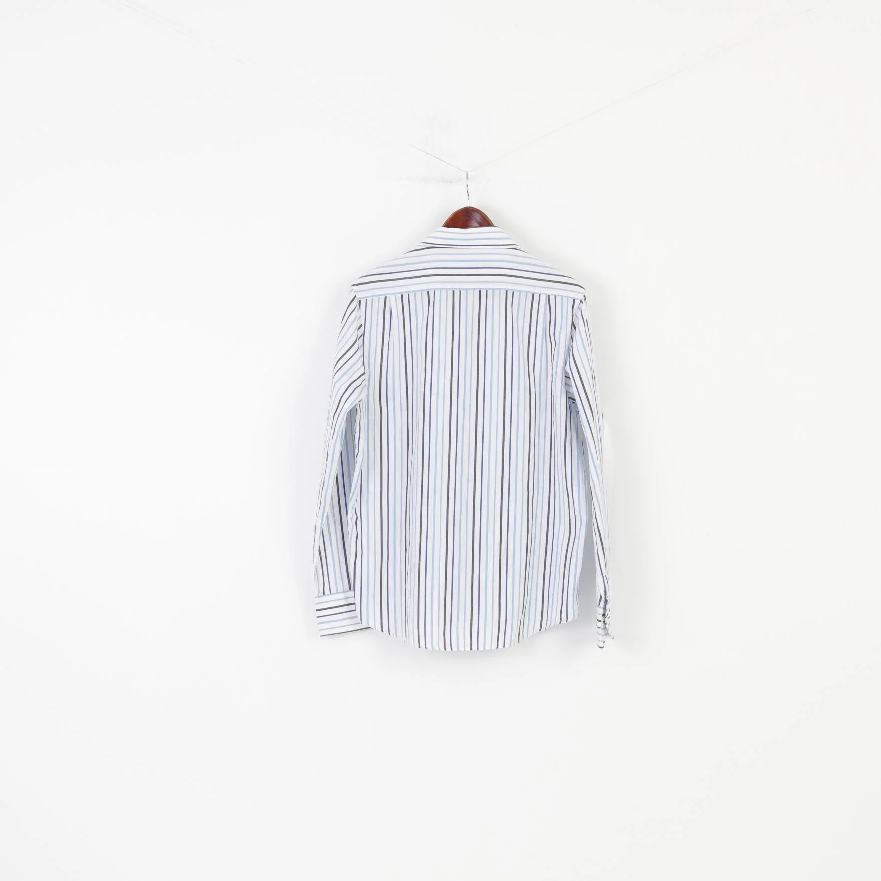 Ben Sherman Men L Casual Shirt White Blue Striped Collar Long Sleeve Elegant The Original Cotton Top - Image 6