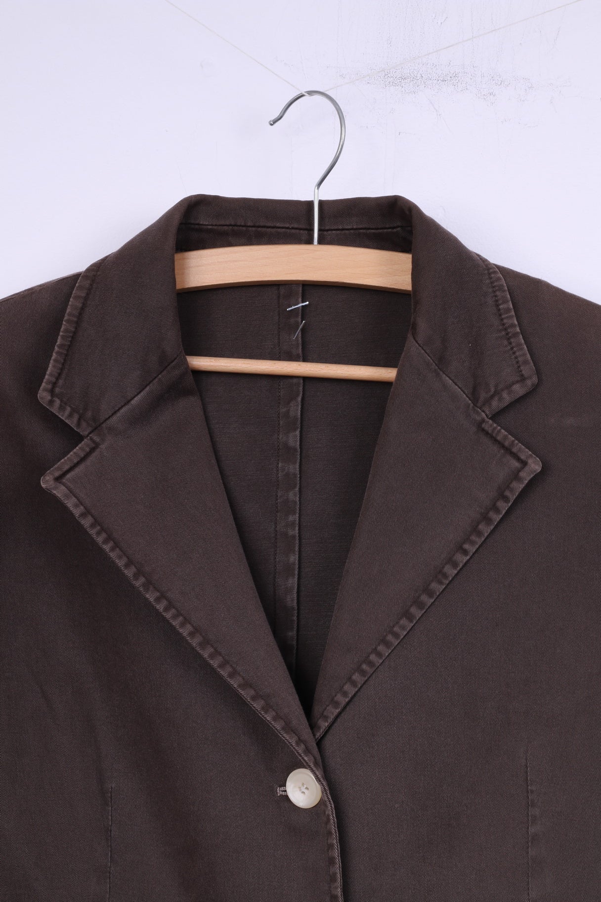 Bensussan Womens 46 M L Coat Single Breasted Cotton Brown Oxford Italy - Image 2