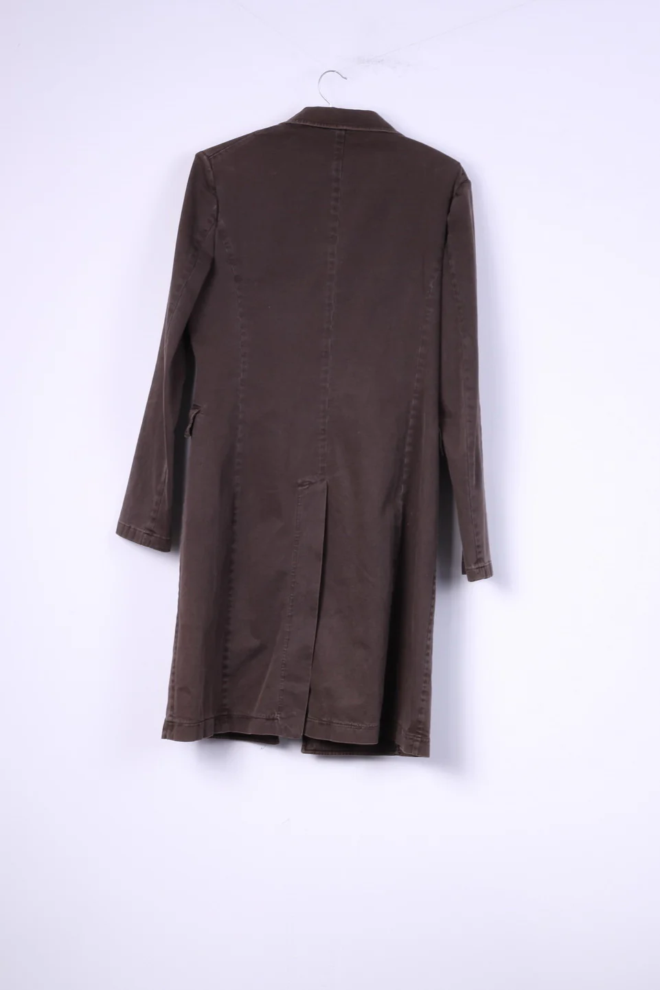 Bensussan Womens 46 M L Coat Single Breasted Cotton Brown Oxford Italy - Image 6
