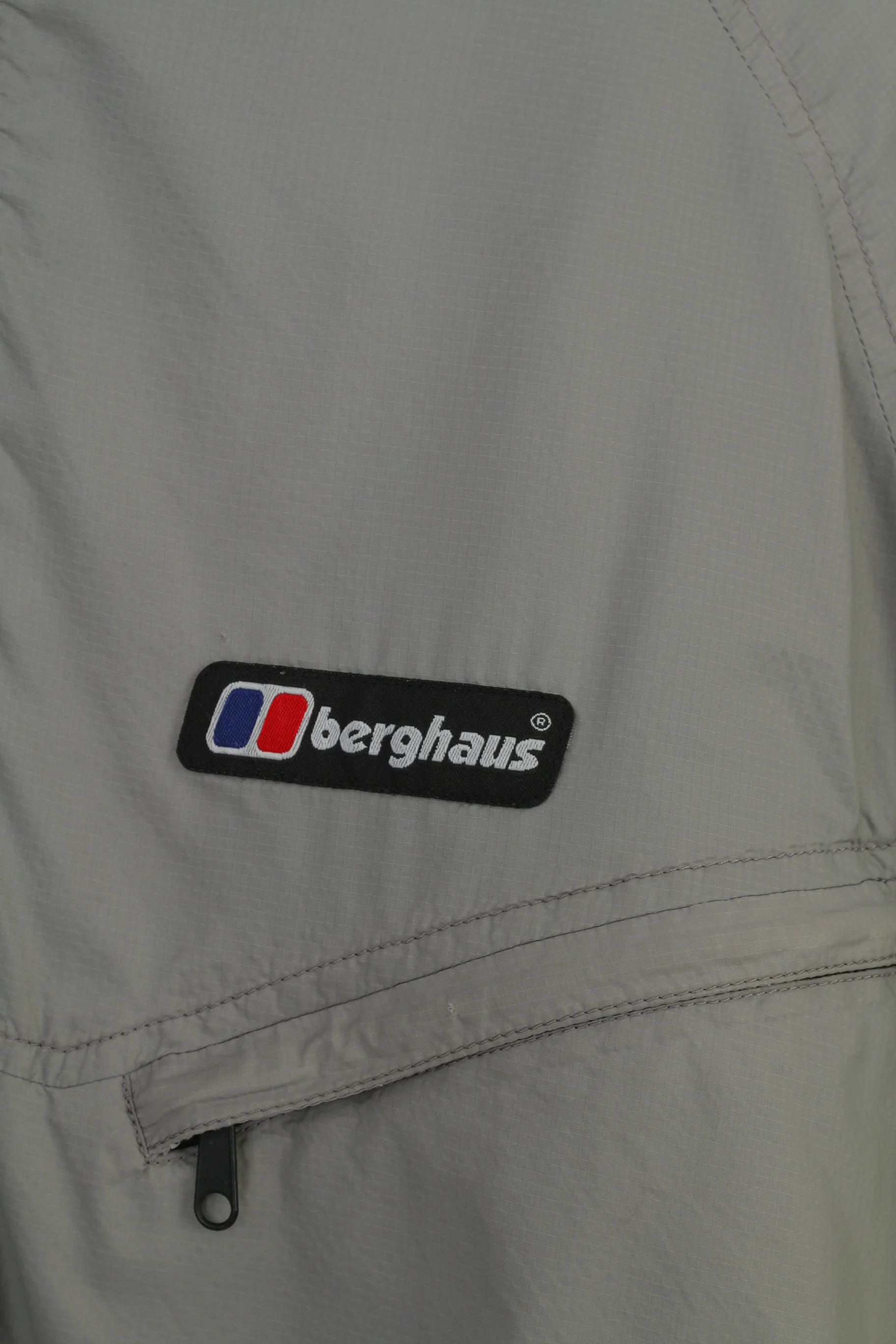 Berghaus Men L Jacket Zip Neck Grey Nylon Fleece Inside Collar Sport Vintage Top - Image 4