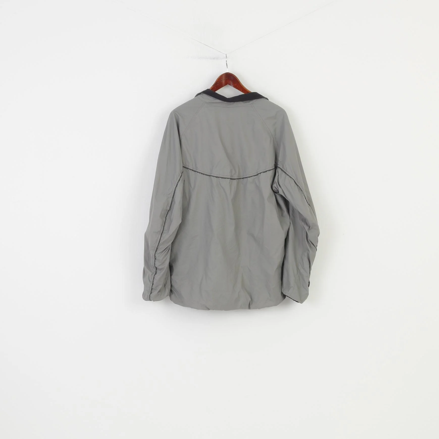 Berghaus Men L Jacket Zip Neck Grey Nylon Fleece Inside Collar Sport Vintage Top - Image 9