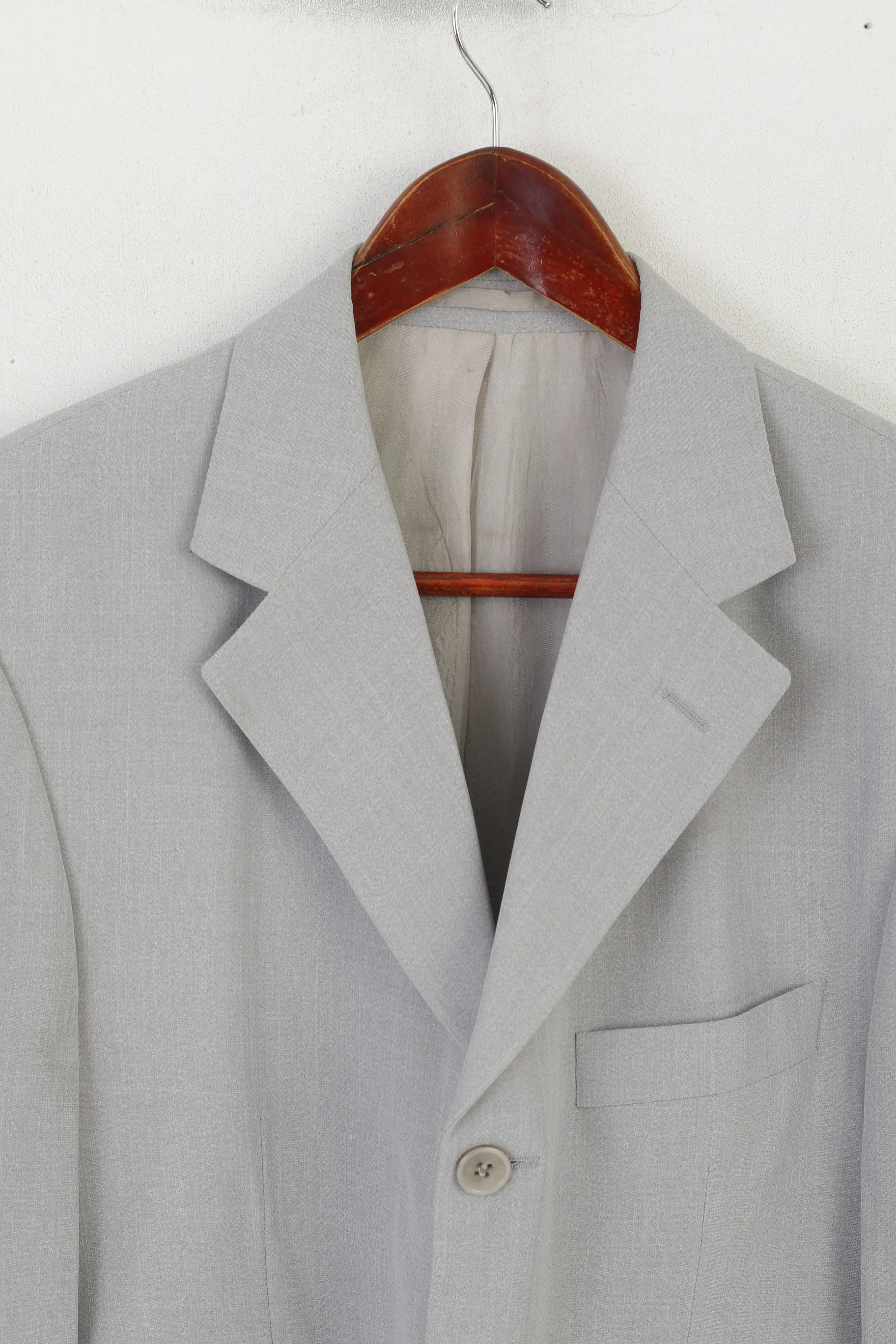 Berto Lucci Milano Men 48 38 Blazer Grey Vintage Shiny Single Breasted Shoulder Pads Jacket - Image 2