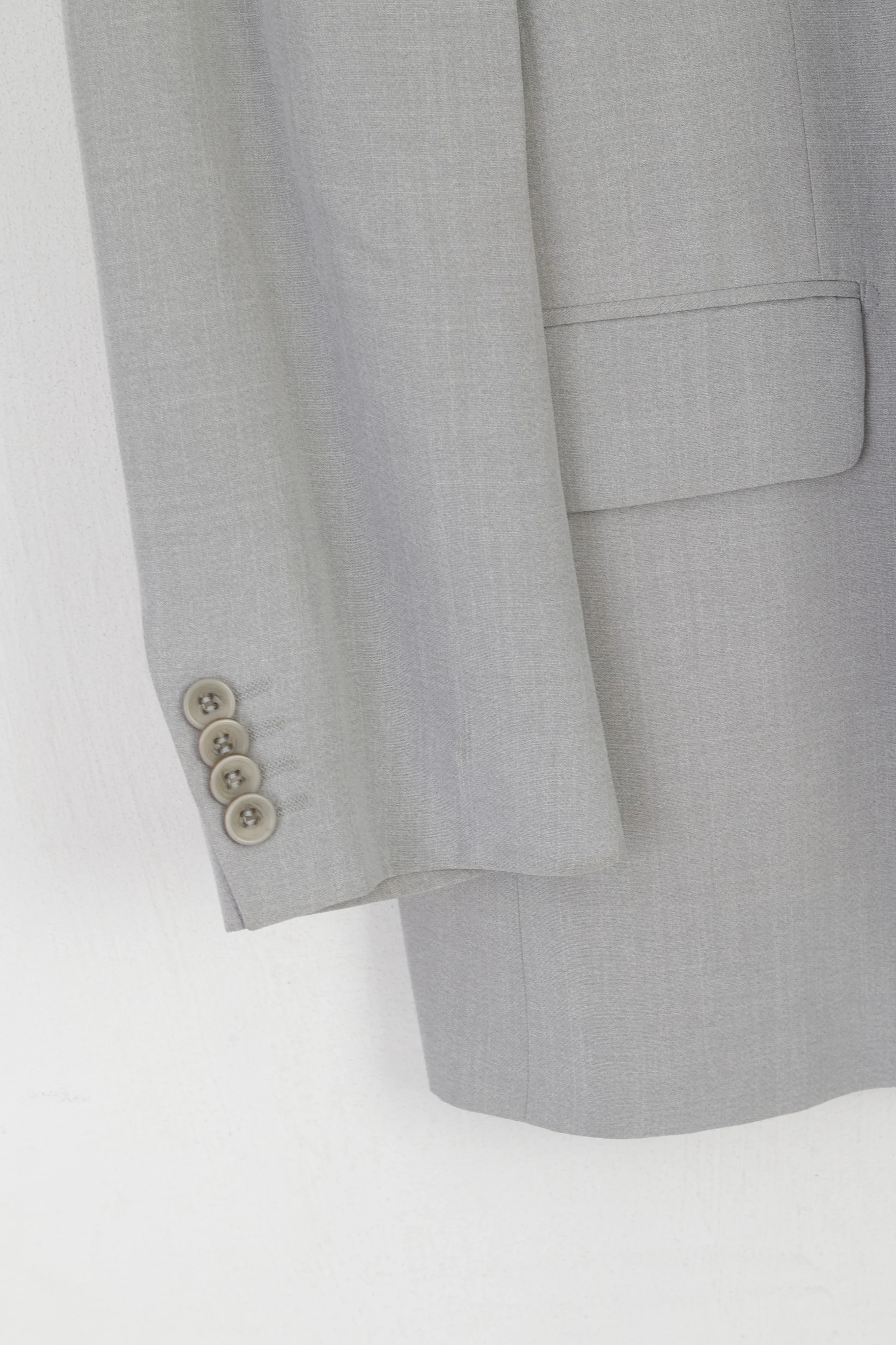 Berto Lucci Milano Men 48 38 Blazer Grey Vintage Shiny Single Breasted Shoulder Pads Jacket - Image 3
