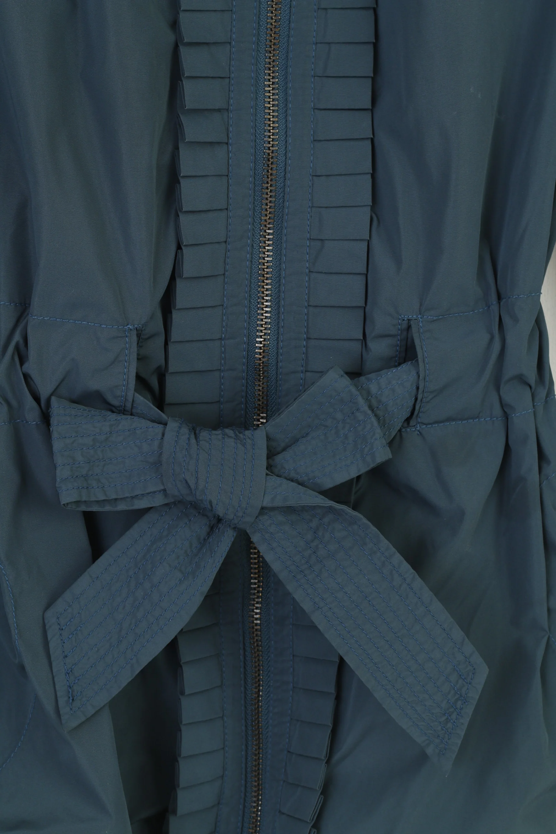Betty Jackson Black Woman 12 (M) Jacket Green Belt Full Zipper Collar Waist Frills Vintage Top - Image 5