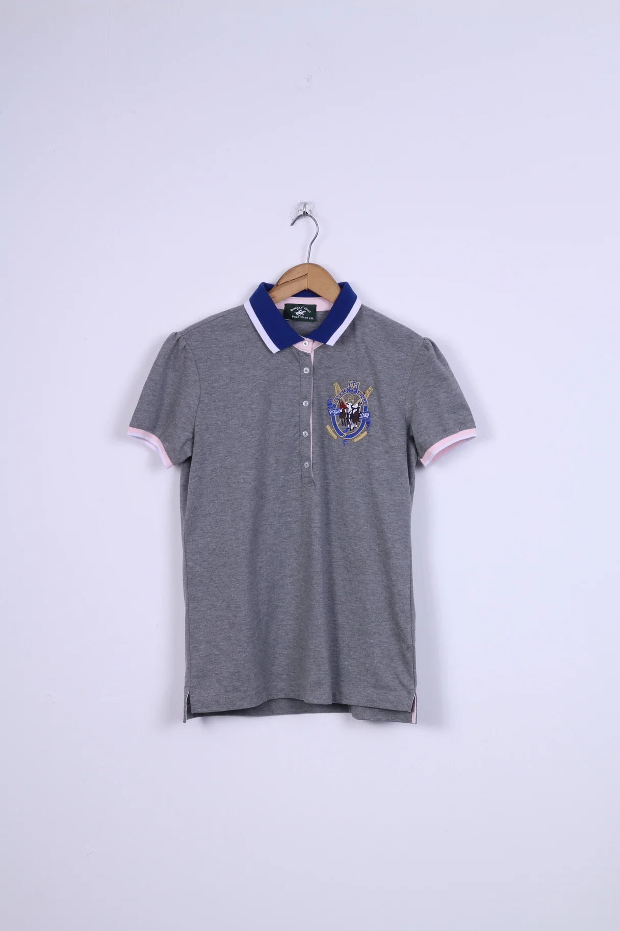 Beverlly Hills Womens XXL Polo Shirt Grey Short Sleeve Cotton
