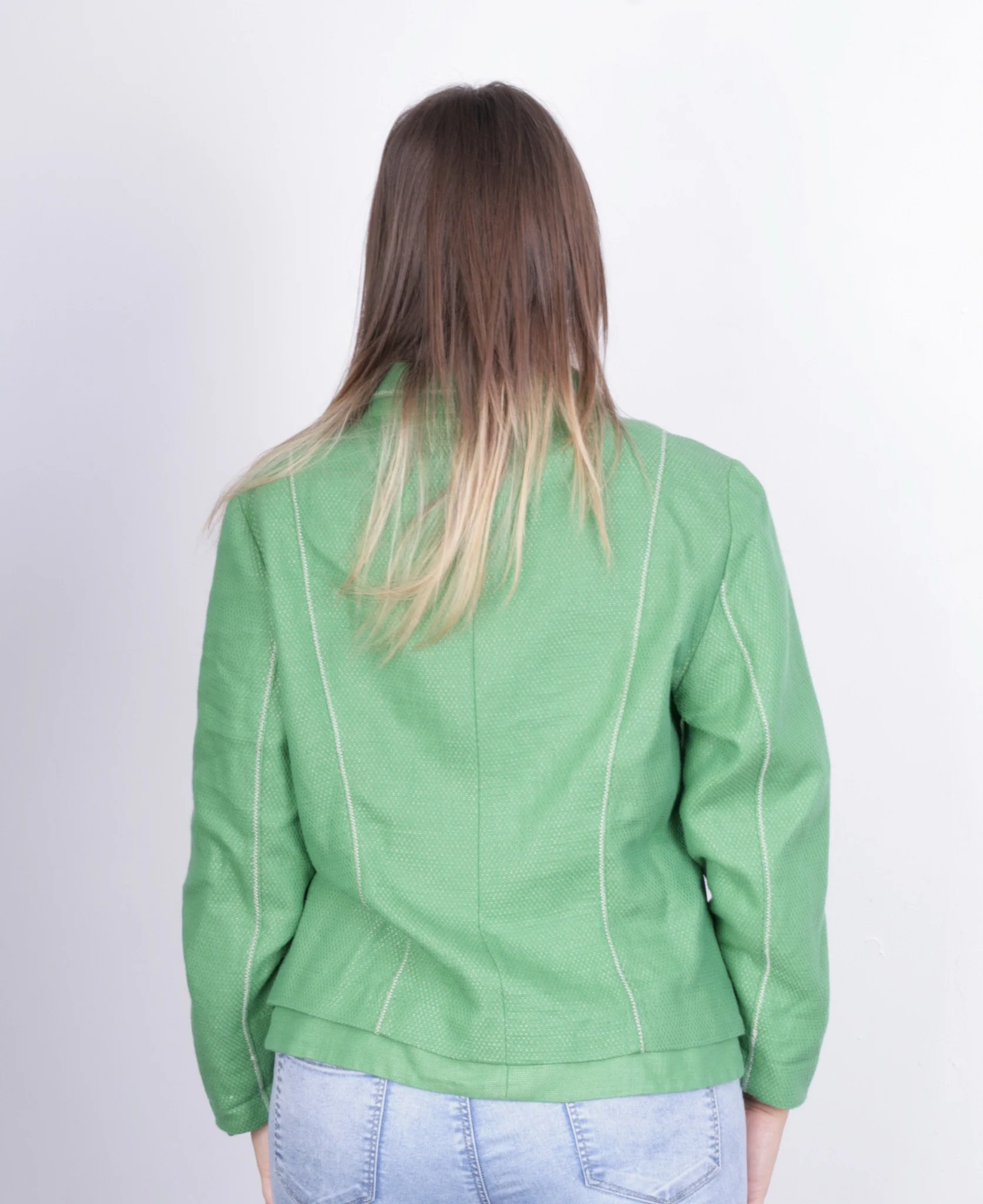 Biba Womens 44 M/L Top Suit Green Buttons Down Cotton - Image 5
