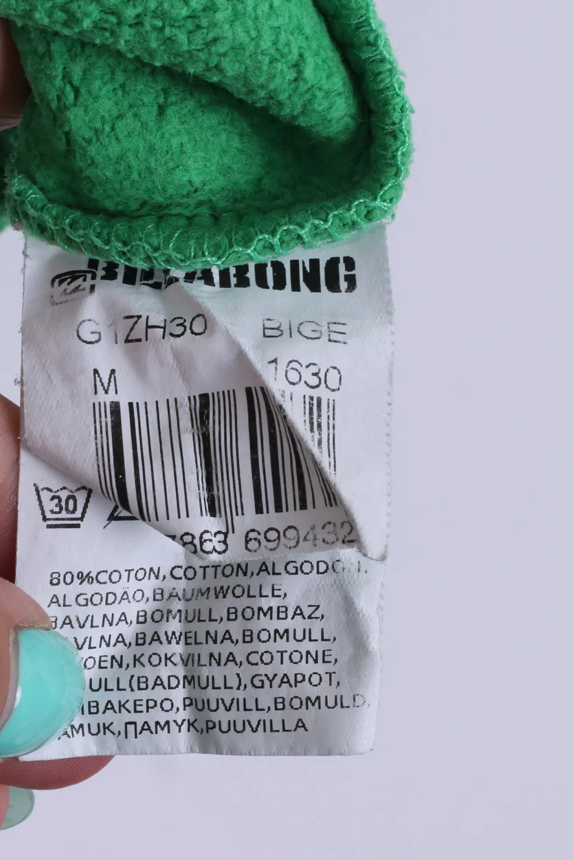 Billabong Mens M Sweatshirt Green Hooded Cotton Jumper Full Zipper - Image 5