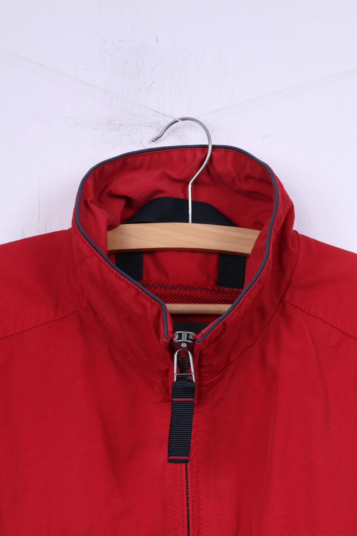 Bison Men M Jacket Red Cotton Nylon Blend Lightweight Casual Zip Up Top - Image 2