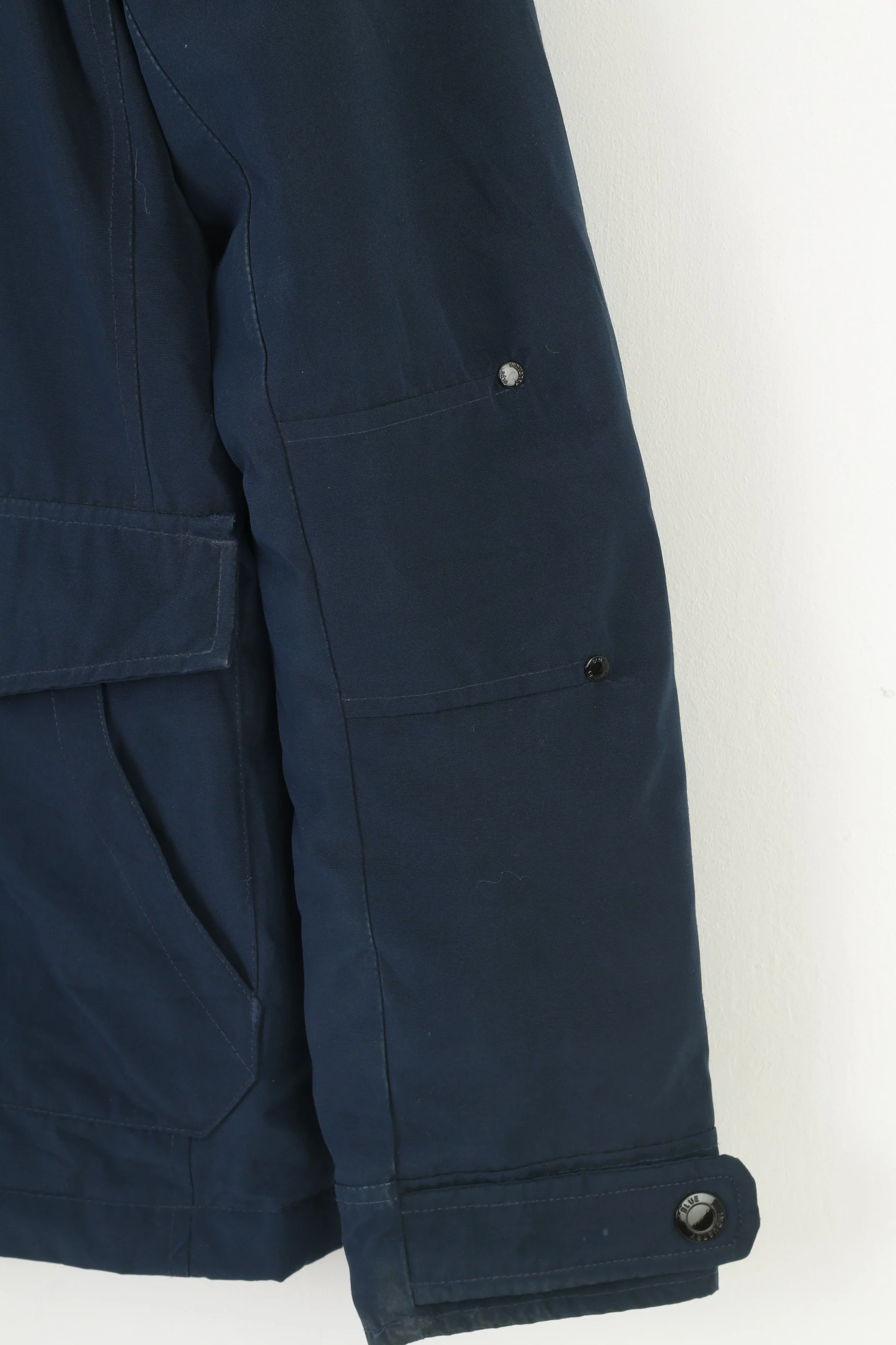 Blue Industry Men M Jacket Padded Navy Full Zipper Pockets Vintage Top - Image 4