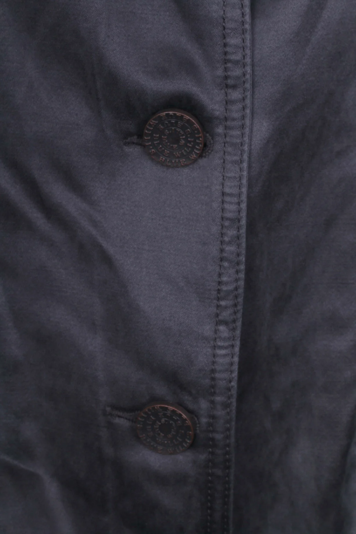 Blue Willi's Life Womens M Blazer Jacket Grey Single Breasted Shiny Cotton Silk - Image 4
