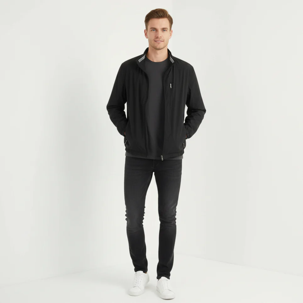 BOGNER Men 54 44 L Jacket Black Lightweight Zip Up Multi Pockets Casual Top