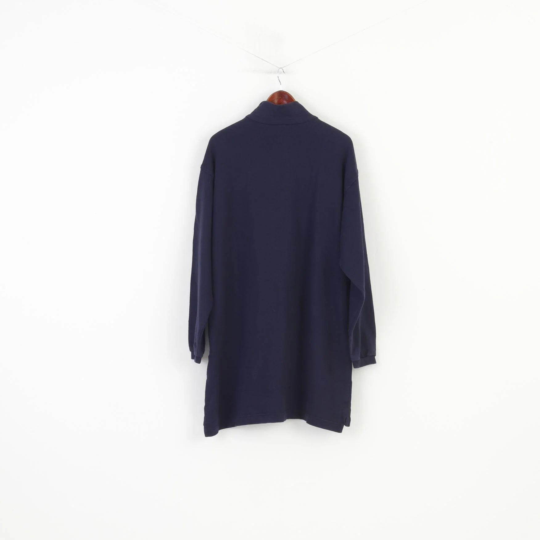 Bogner Men XXL Shirt Navy Cotton Longsleeve Zip Neck Vintage 90s Sport Pocket Top - Image 7