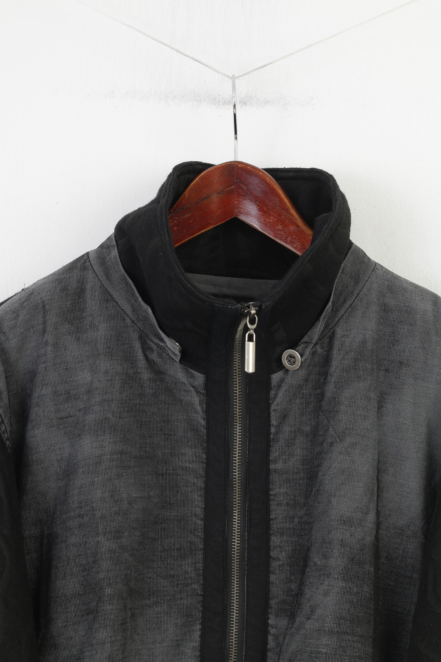 Boheme Woman 2 XL Jacket Grey Full Zipper Flower Oversize Vintage Cotton Back Zipper  Collar Top - Image 2