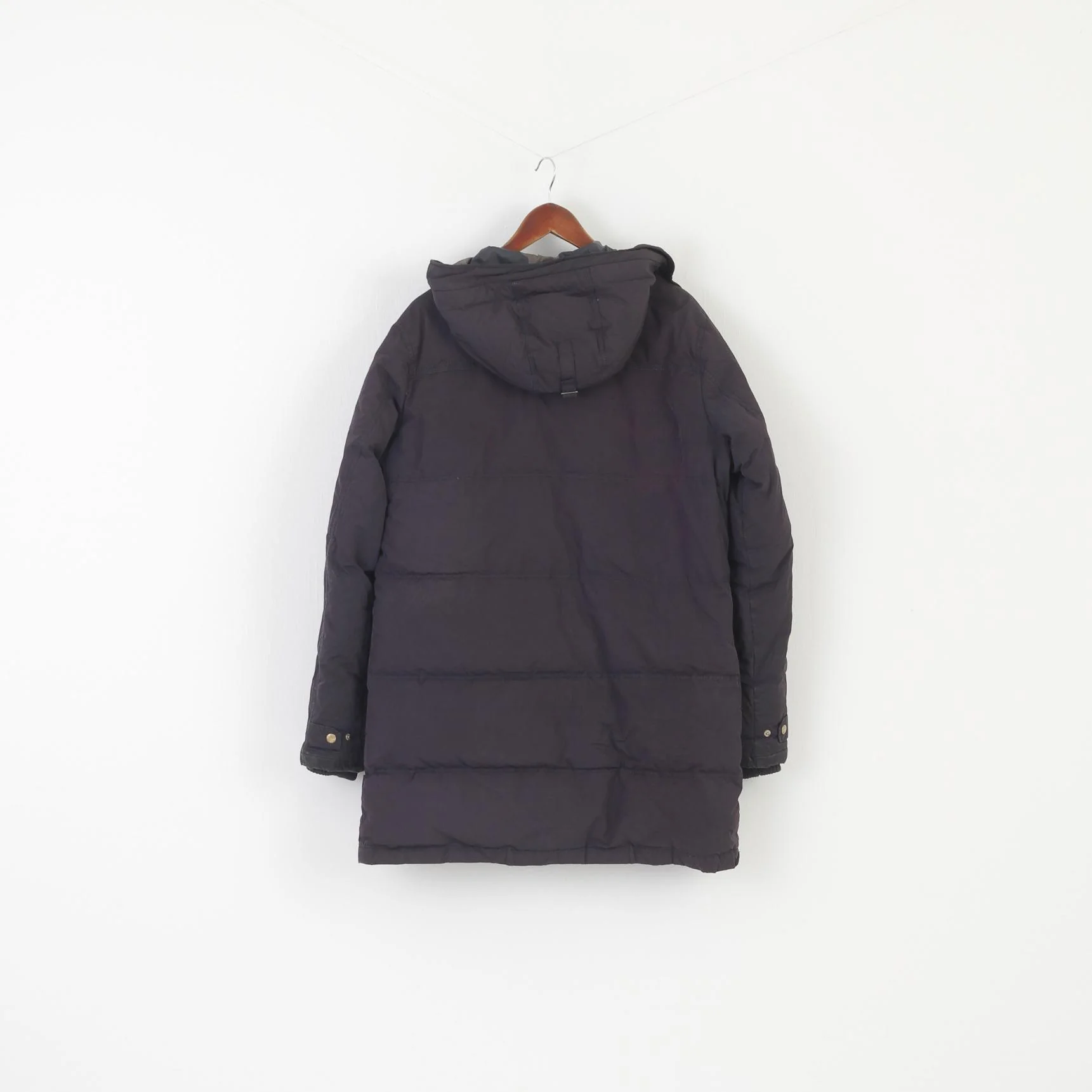 Bomboogie Men XL (L) Down Jacket Black Full Zipper Padded Hood Winter Italy Top - Image 9