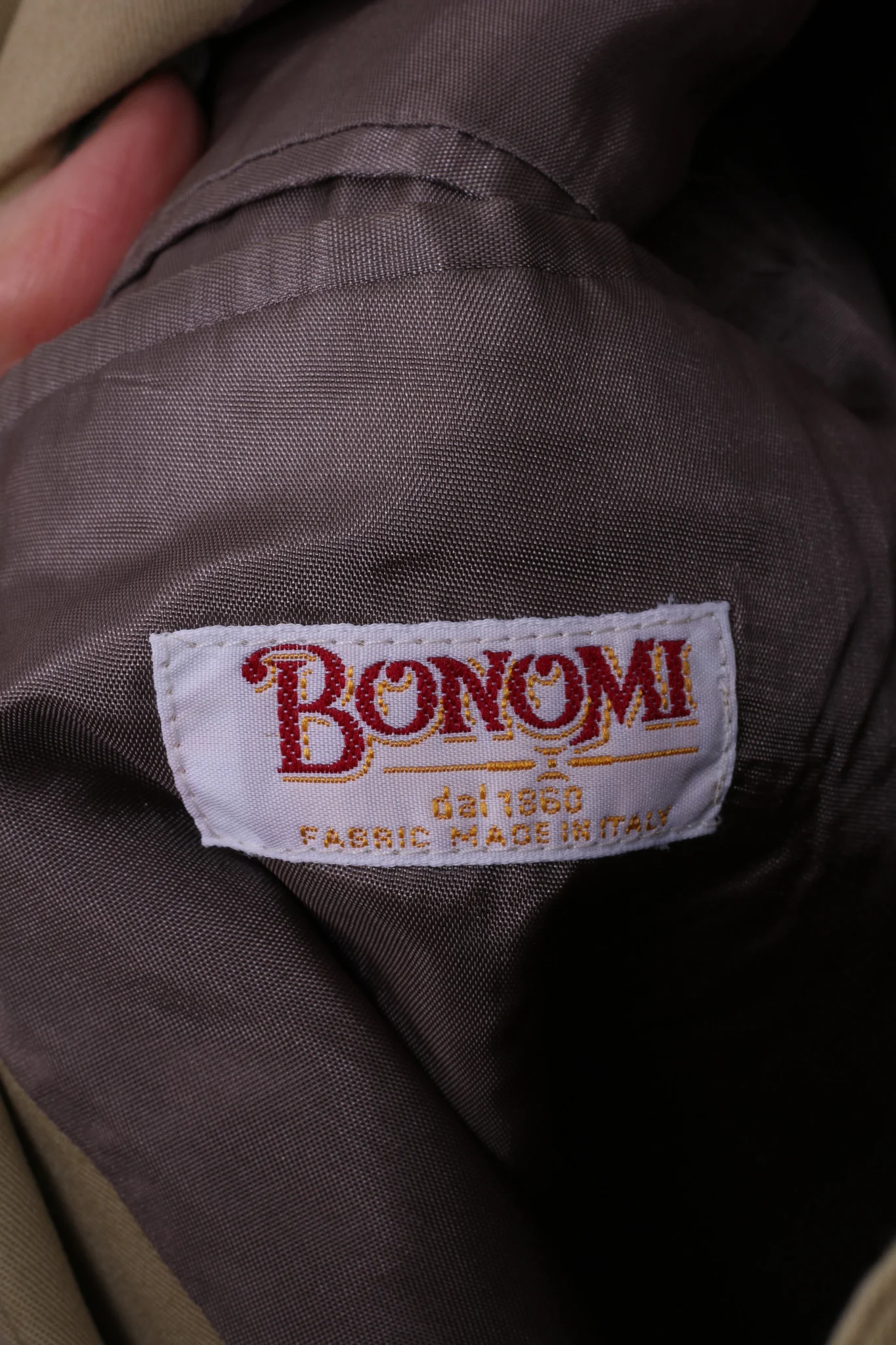 Bonomi Mens 98 L Blazer Jacket Top Suit Beige Single Breasted Cotton - Image 3