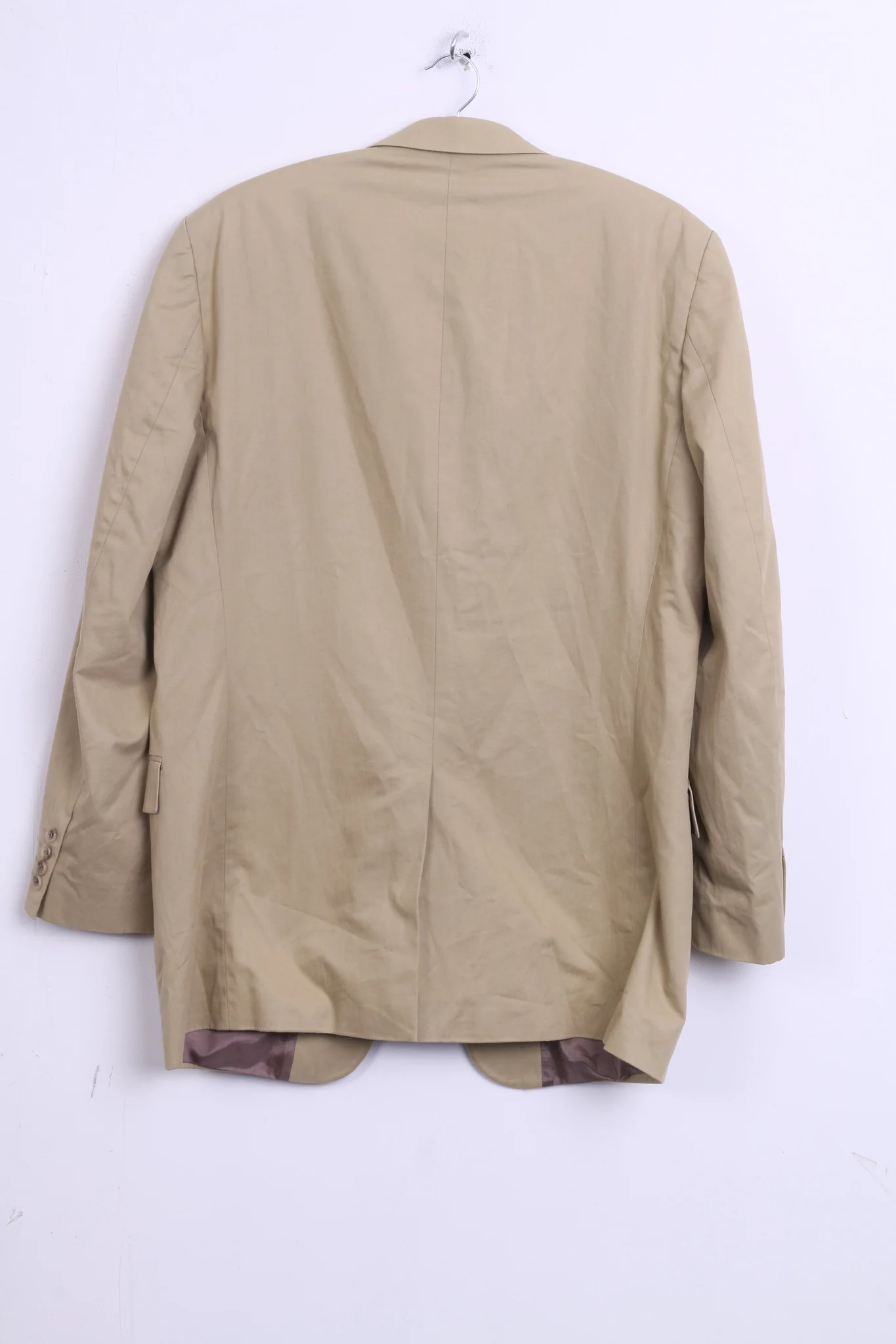 Bonomi Mens 98 L Blazer Jacket Top Suit Beige Single Breasted Cotton - Image 4