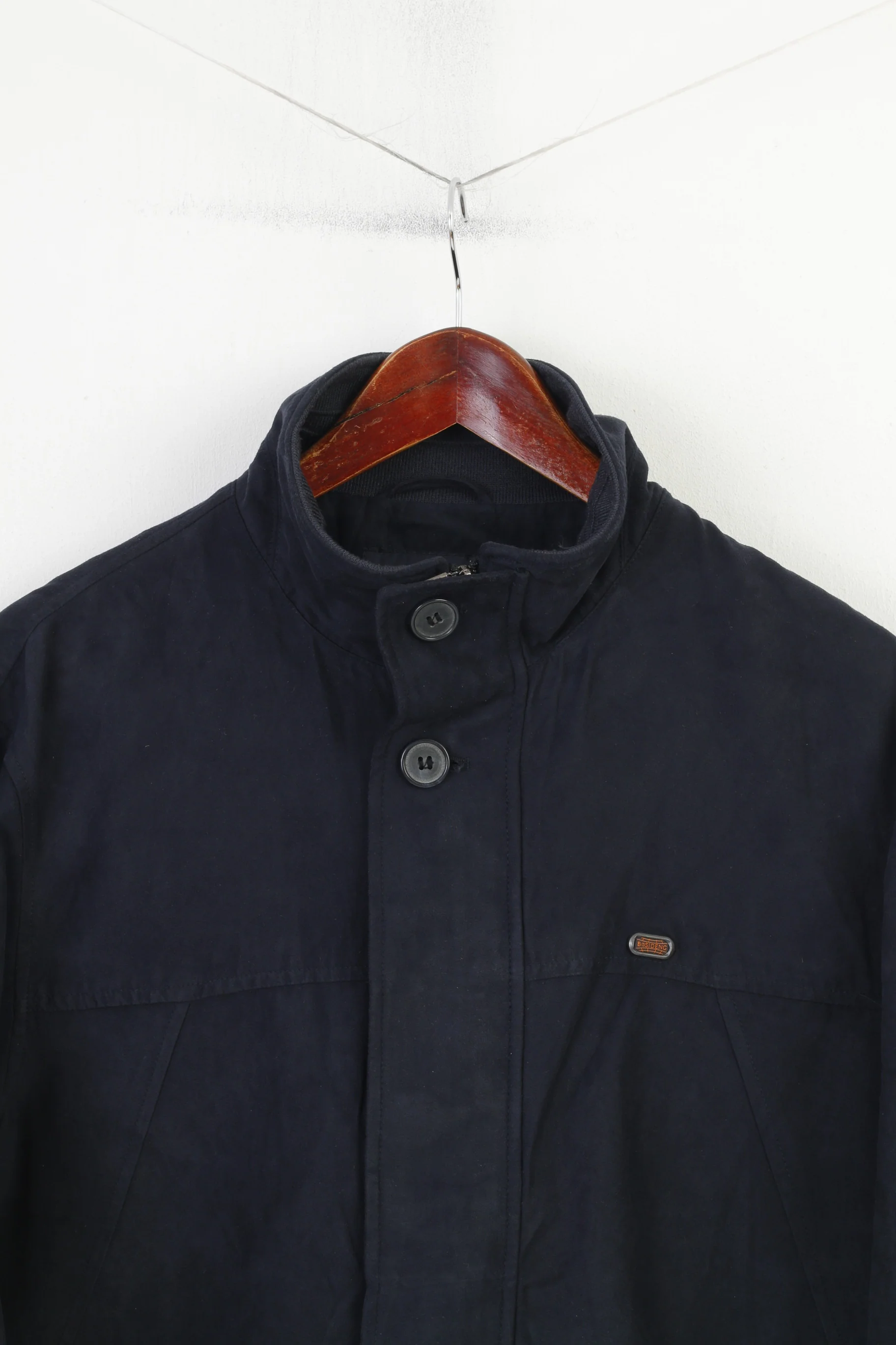 Bosideng Men M Bomber Jacket Navy Lightweight Full Zipper Casual Velour Vintage Top - Image 2