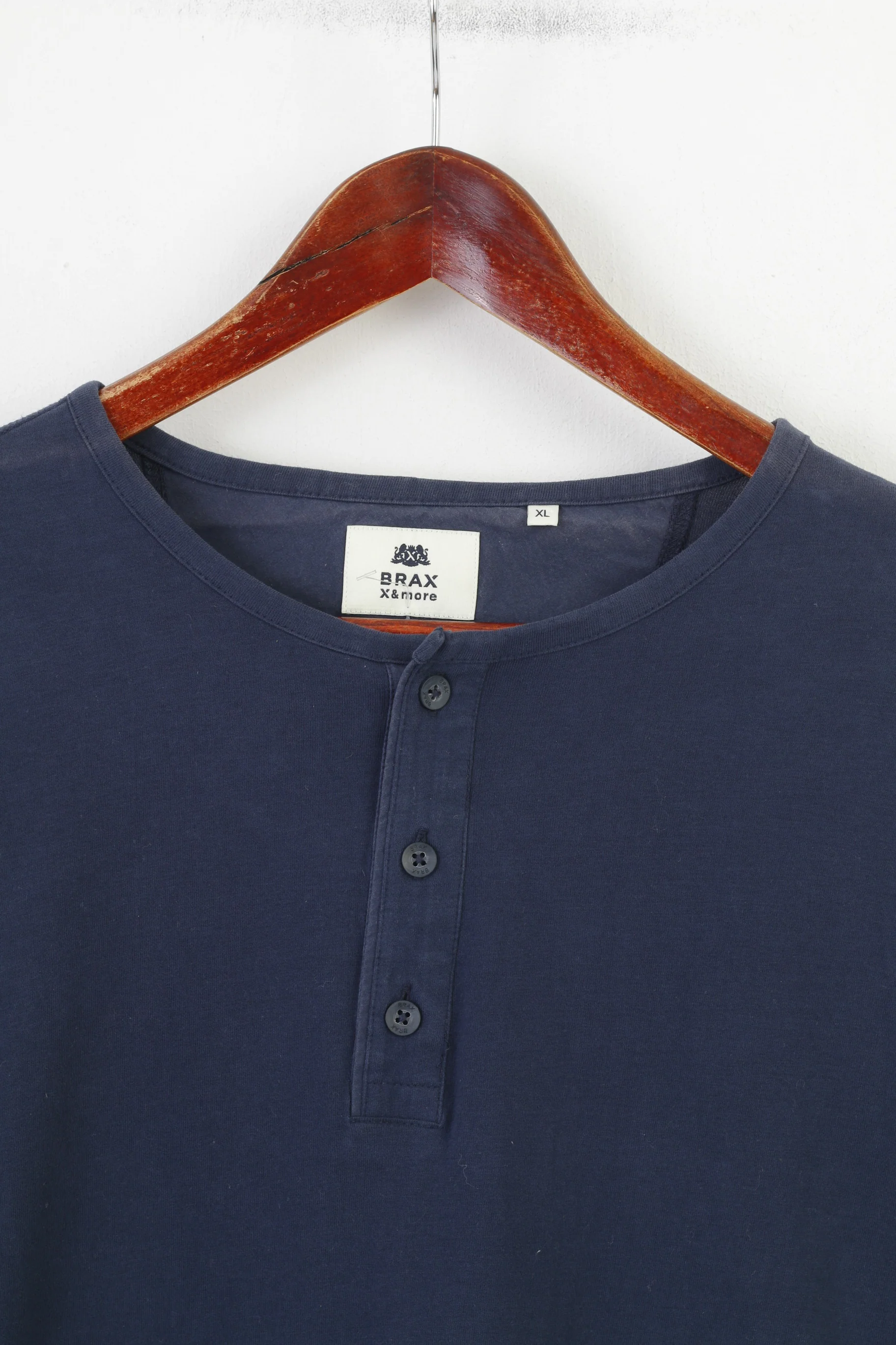 Brax & More Men XL Shirt Navy Long Sleeve Crew Neck Sport Classic Top - Image 2