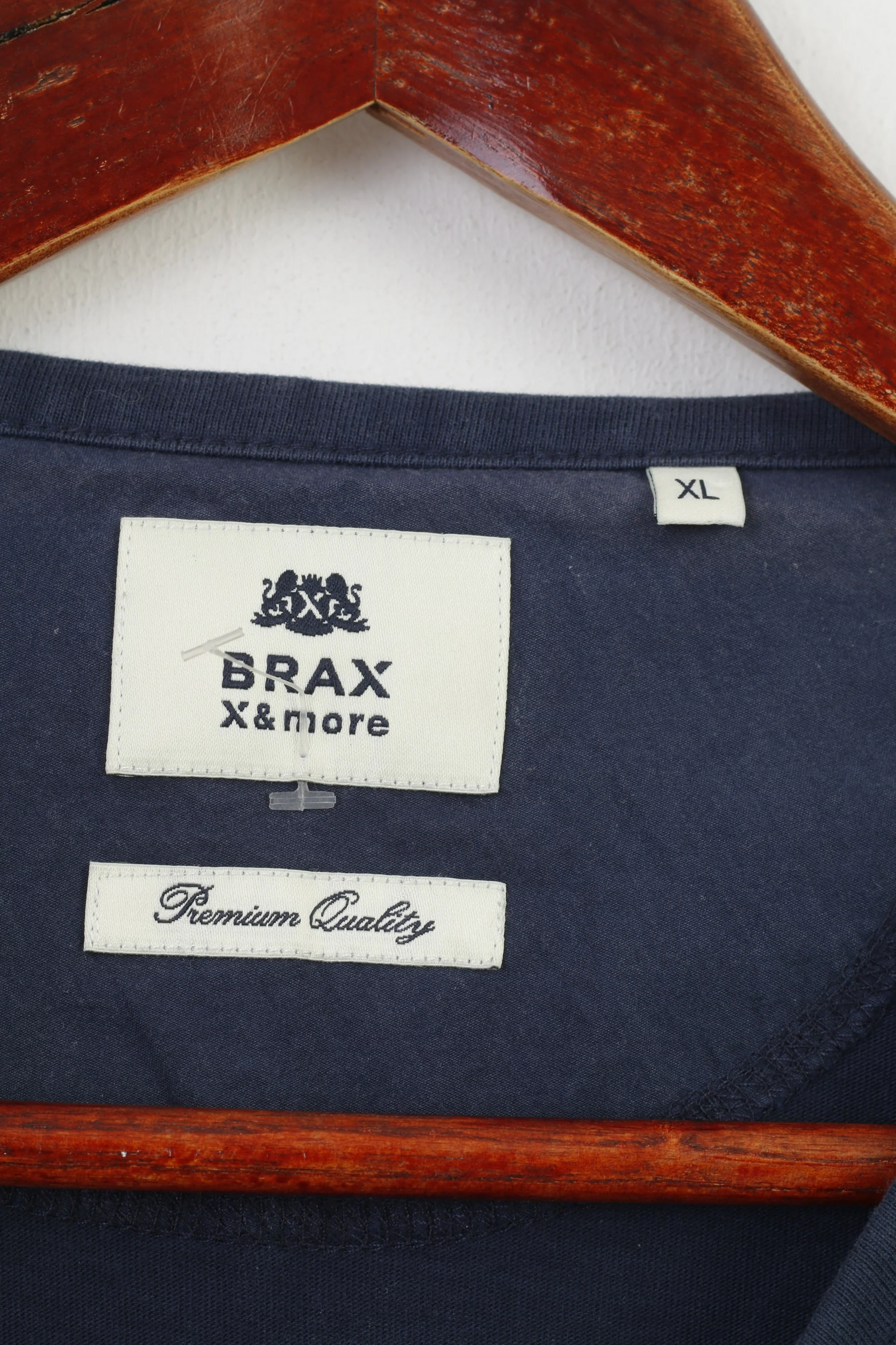 Brax & More Men XL Shirt Navy Long Sleeve Crew Neck Sport Classic Top - Image 6