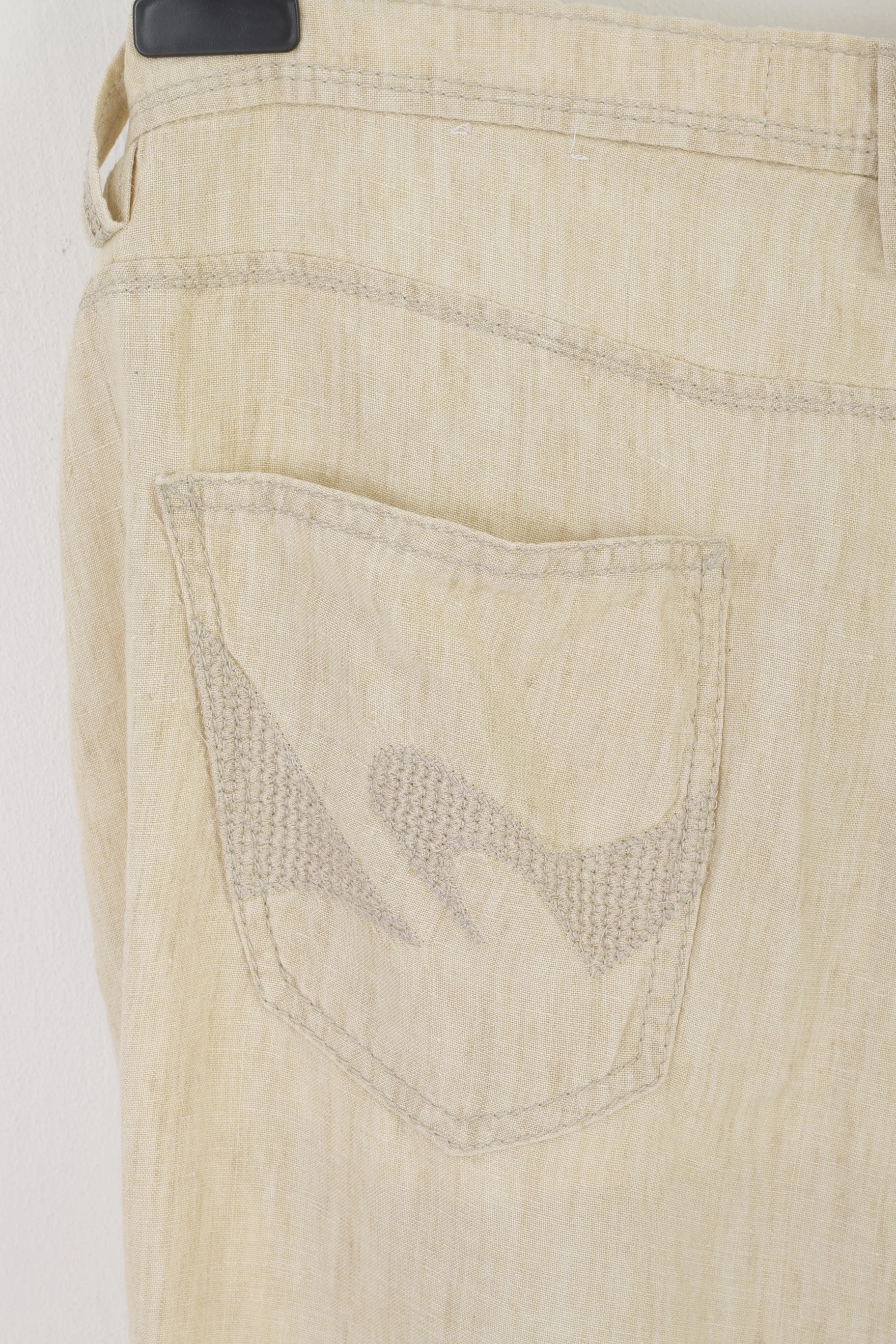 Brax Women 40 XXL Trousers Beige Natural Linen Wide Leg Summer Pants - Image 5