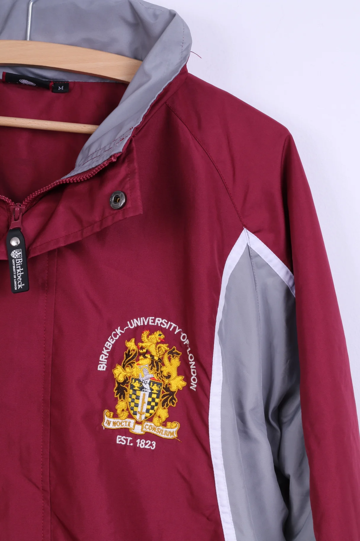 Brikbeck University of London Mens M Jacket Hidden Maroon Sport Football - Image 3