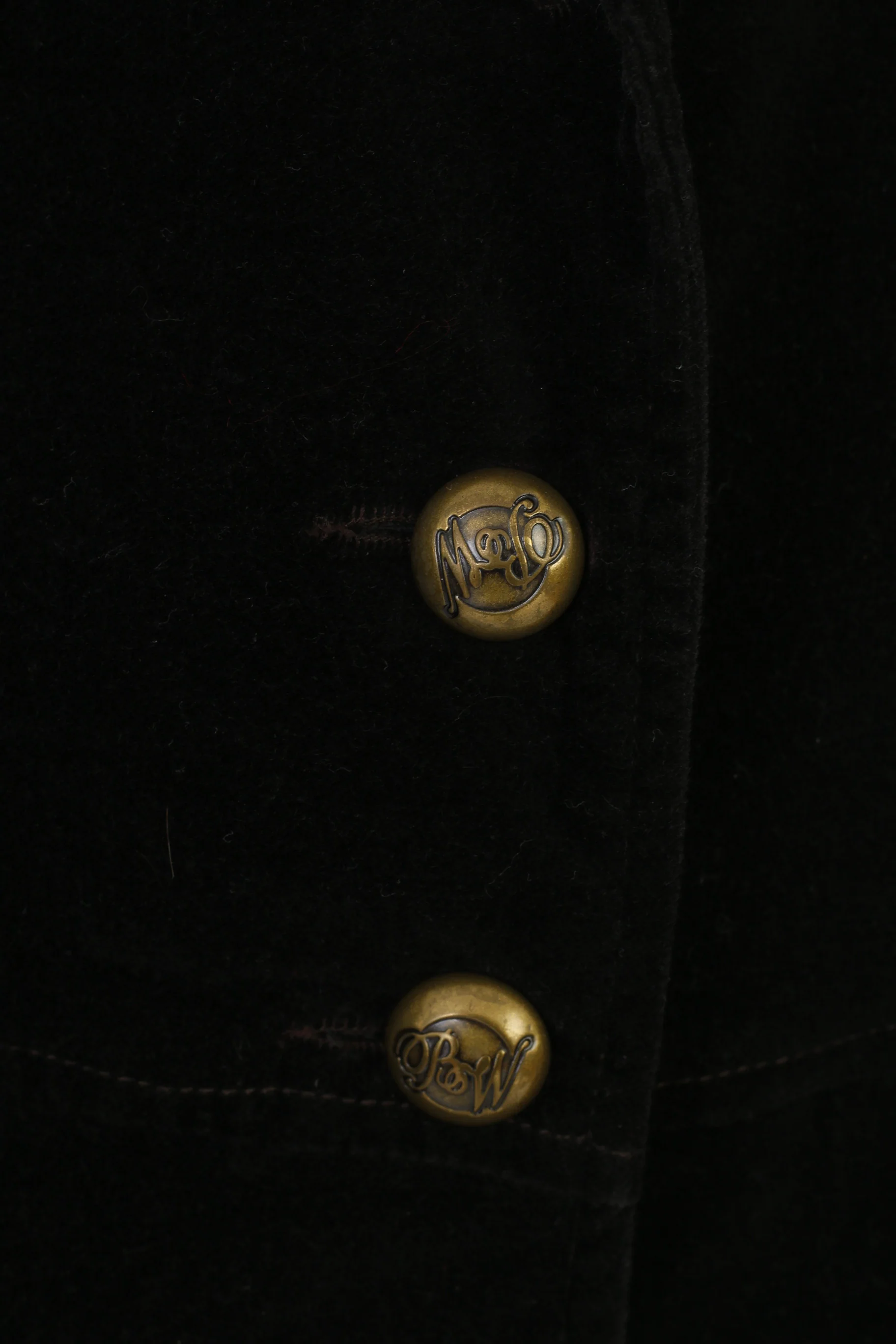 Broadway Women 38 M Jacket Black Gold Buttons Suede Cotton Vintage Collar Single Breasted Blazer Top - Image 4