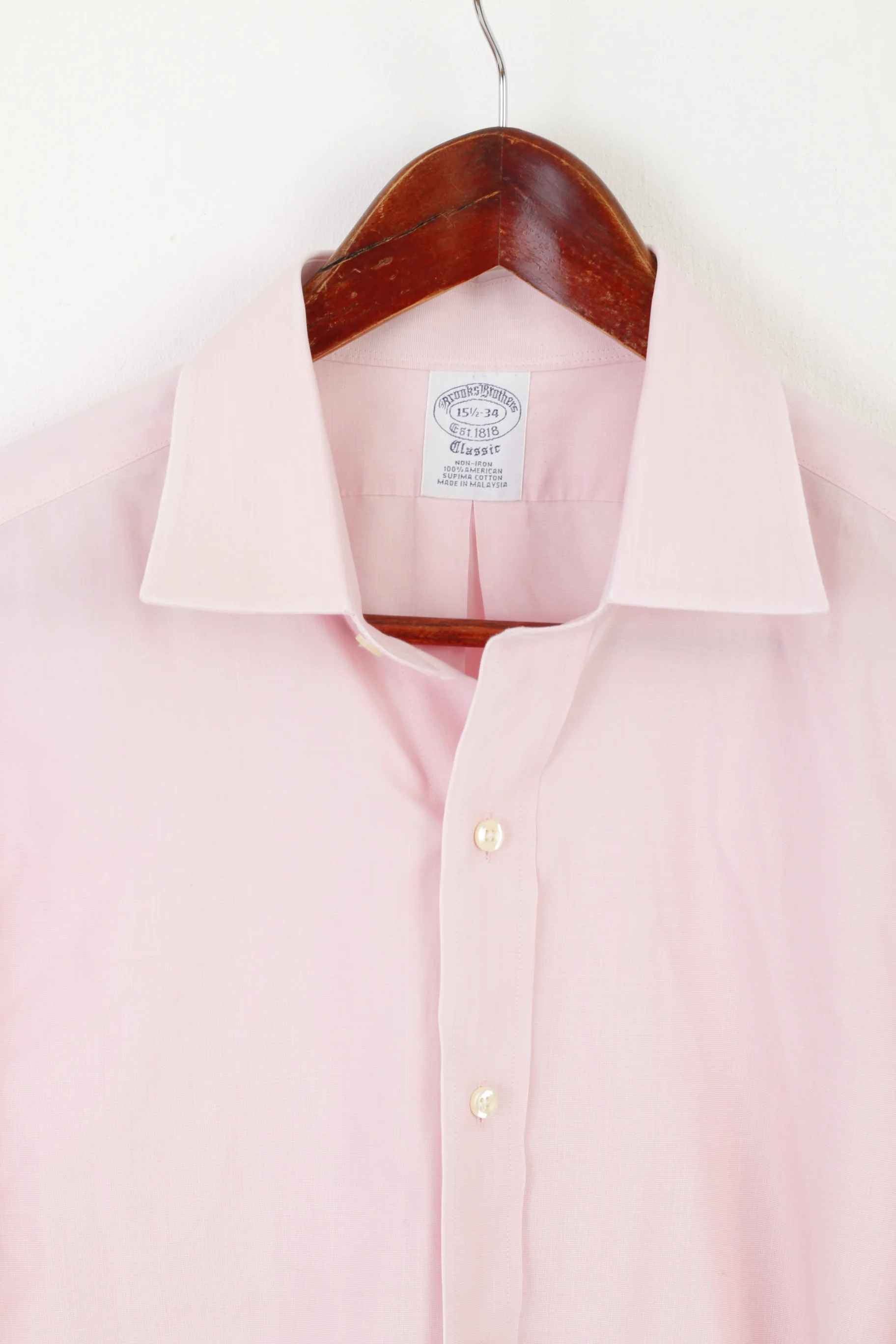Brooks Brothers 15.5 34 L Casual Shirt Pink Cotton Cuff Elegant Long Sleeve Top - Image 2