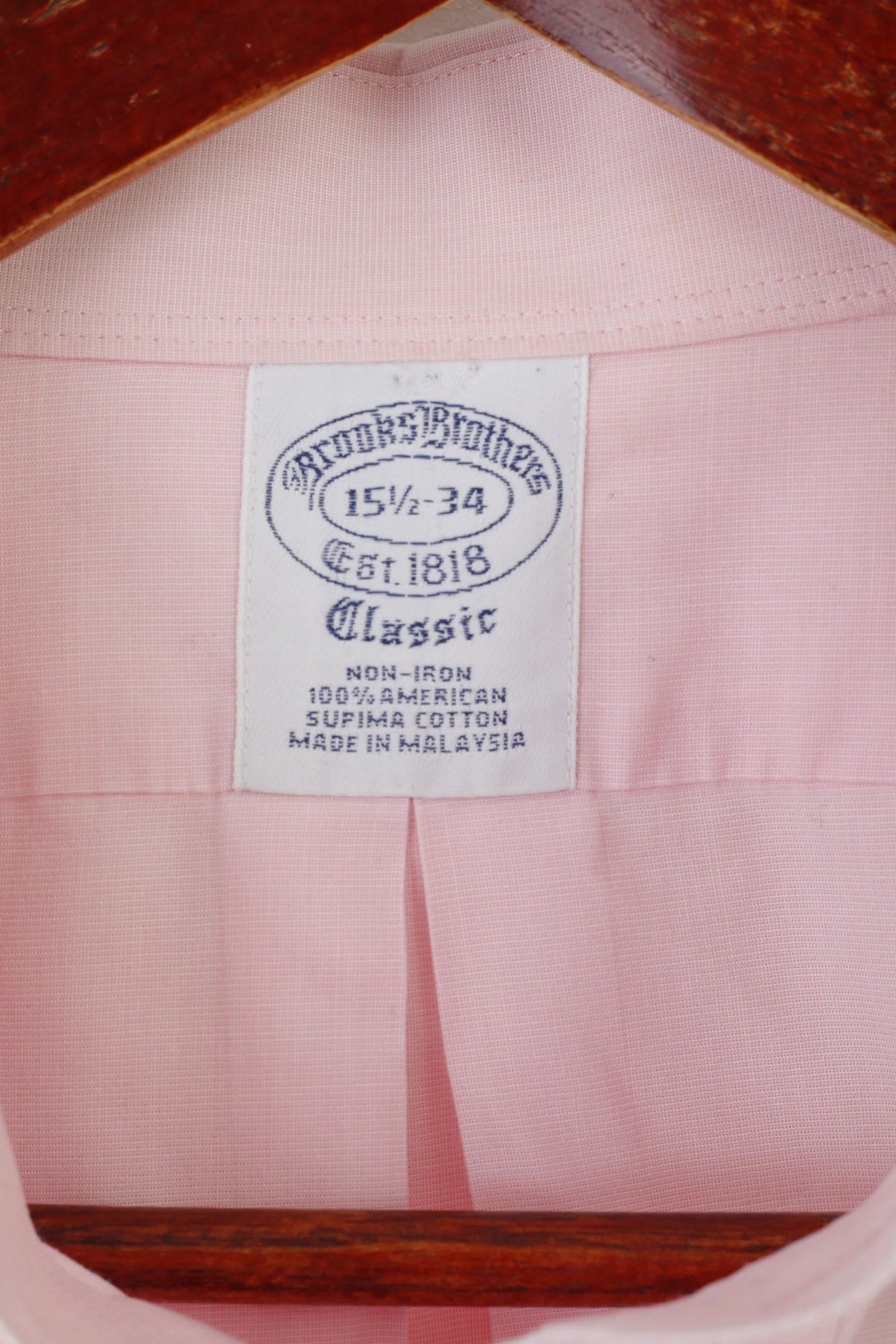 Brooks Brothers 15.5 34 L Casual Shirt Pink Cotton Cuff Elegant Long Sleeve Top - Image 4