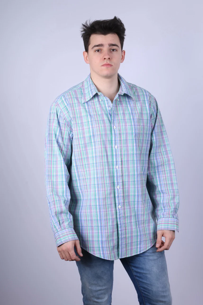 Brooks Brothers Mens L (XL) Casual Shirt Multicoloured Check Cotton Long Sleeve Top - Image 2