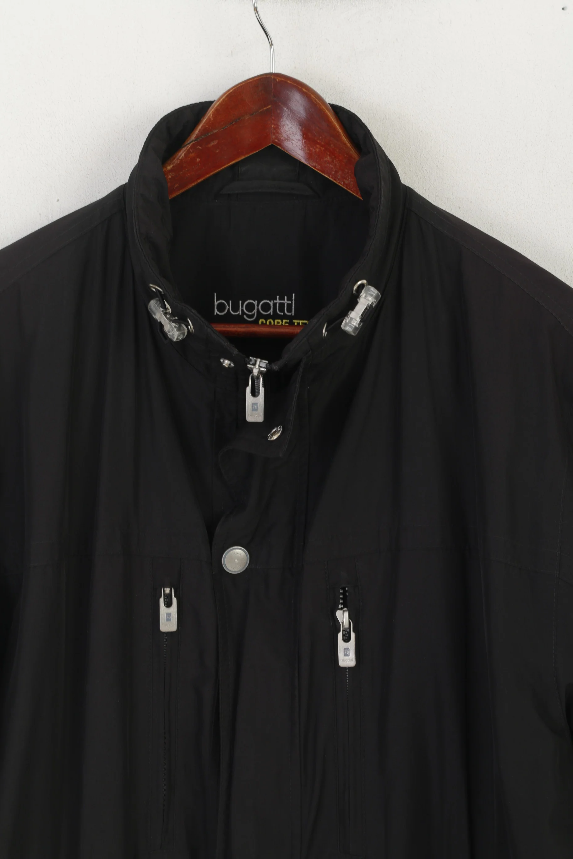 Bugatti Men 26 L Jacket Black Long Gore-Tex Full Zipper Lightweight Vintage Relax Top - Image 3