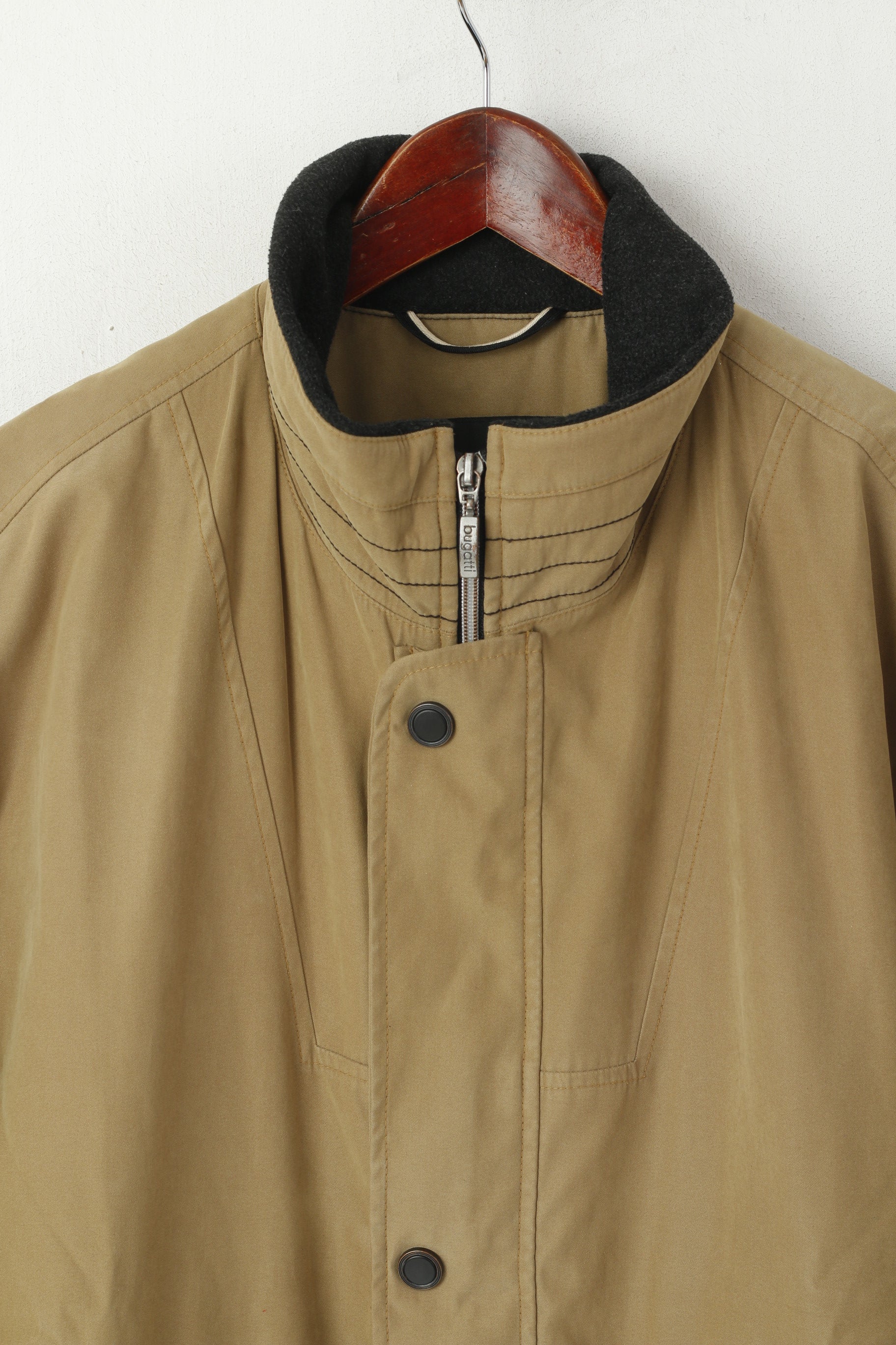 Bugatti Men 38 M Jacket Camel Vintage Full Zip Fleece Lined Classic Design Top - Image 3