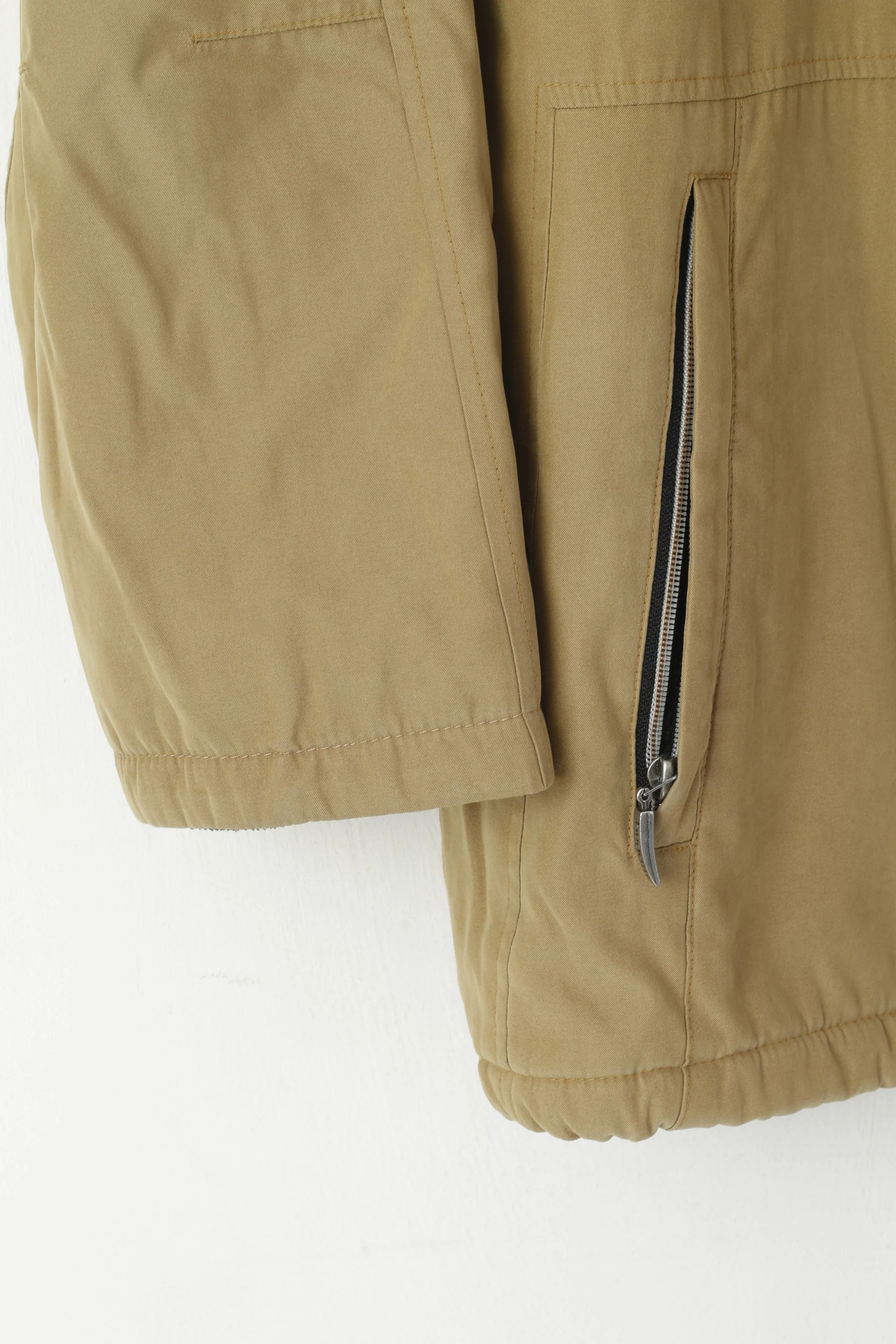 Bugatti Men 38 M Jacket Camel Vintage Full Zip Fleece Lined Classic Design Top - Image 4
