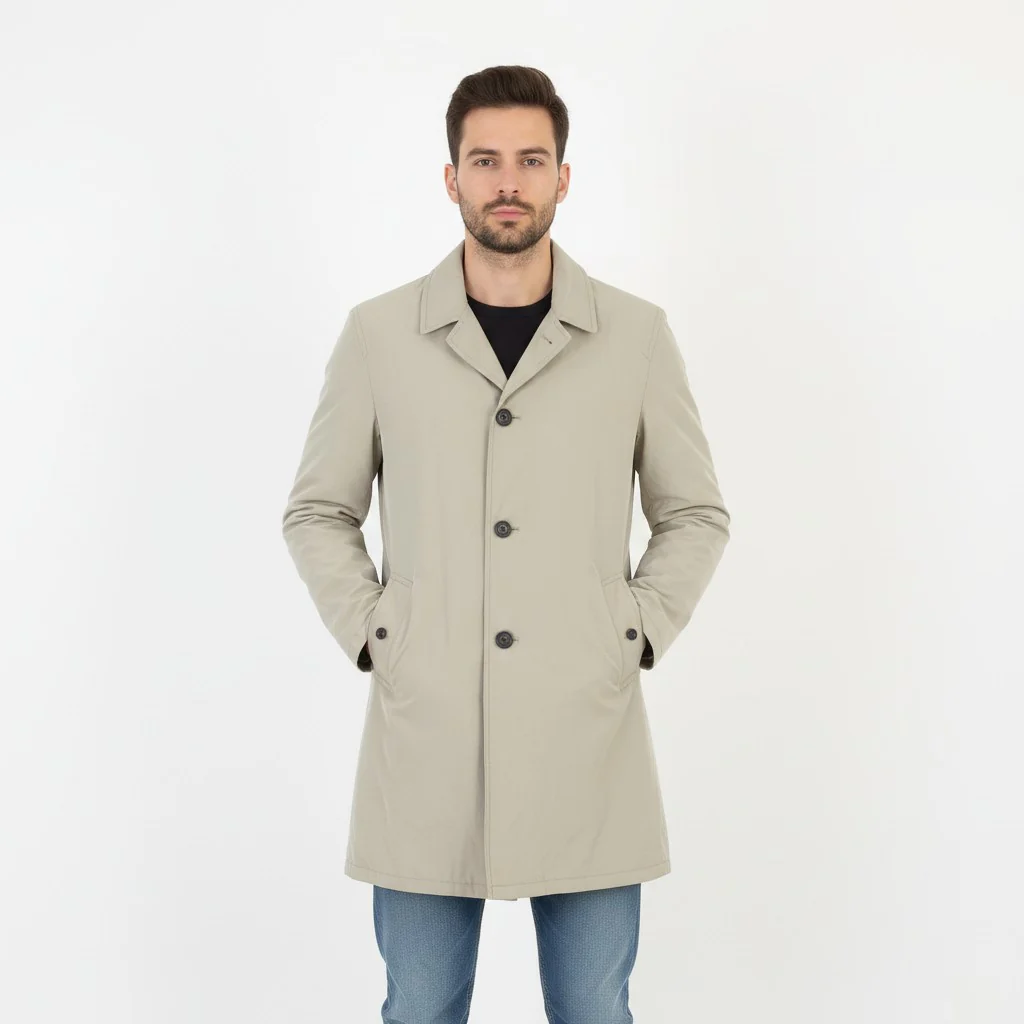 Bugatti Men 40 50 M Coat Beige Vintage 2in1 Removable Lining Classic Overcoat