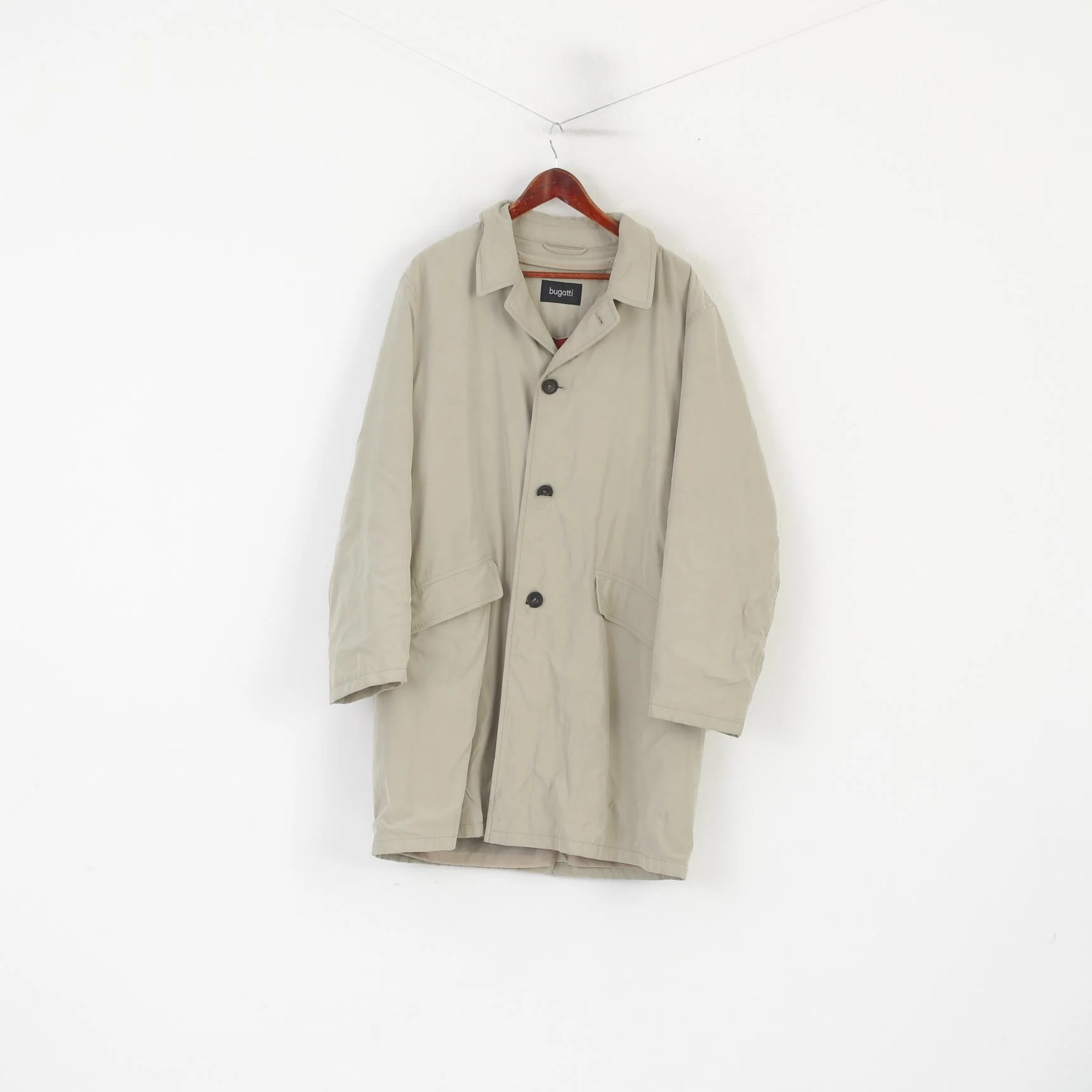 Bugatti Men 40 50 M Coat Beige Vintage 2in1 Removable Lining Classic Overcoat - Image 2