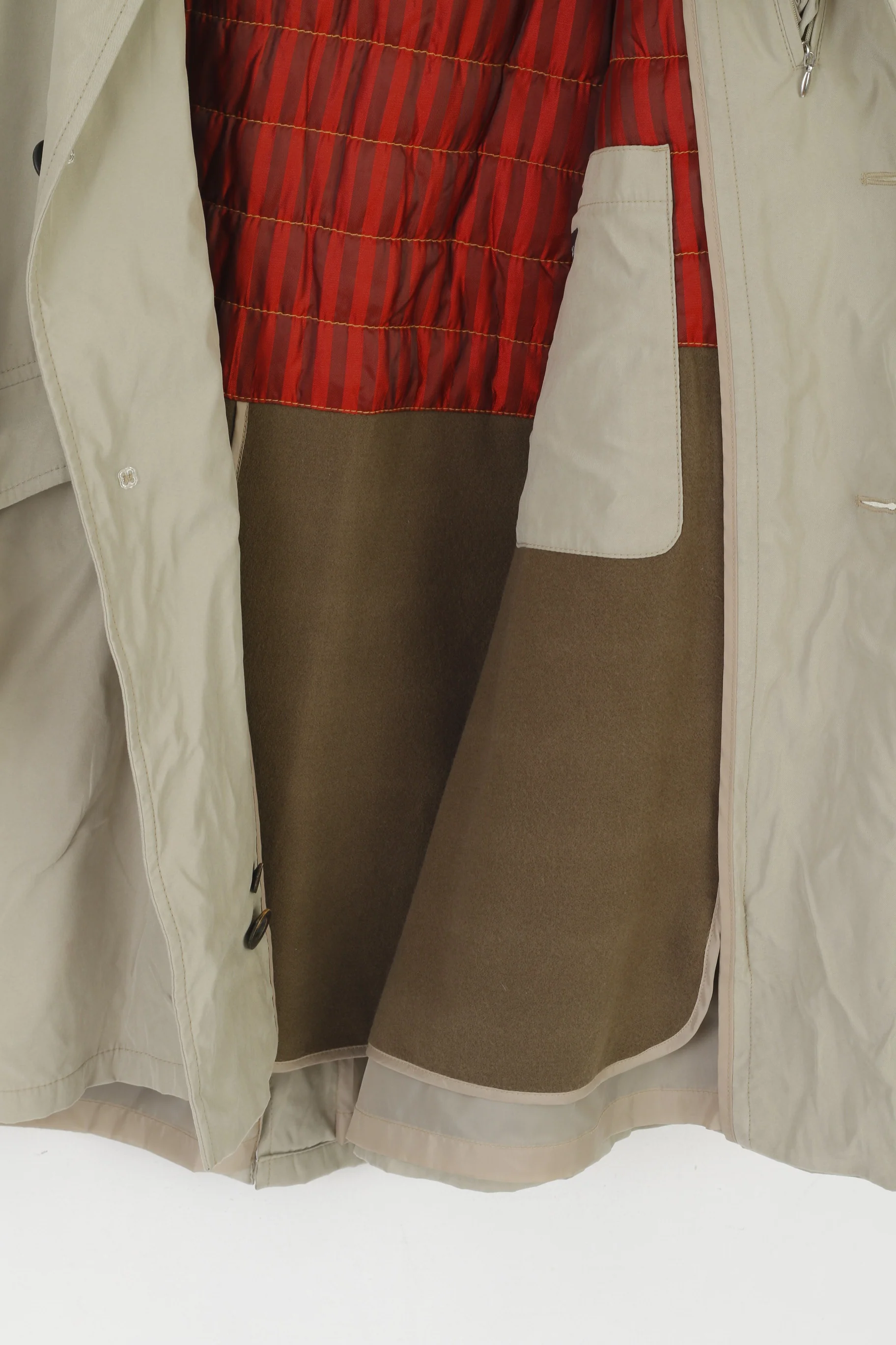 Bugatti Men 40 50 M Coat Beige Vintage 2in1 Removable Lining Classic Overcoat - Image 8