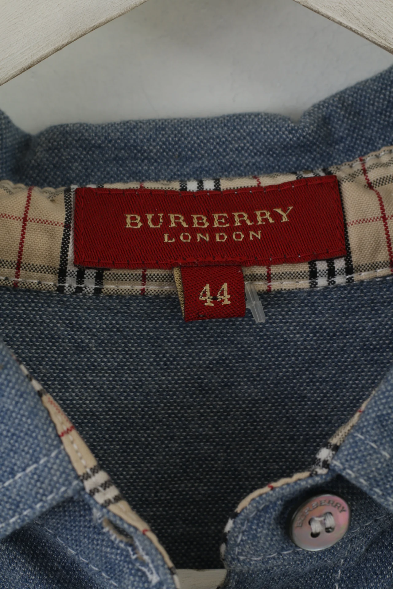 Burberry London Women 44 S Shirt Sleeveless Blue Cotton Top Vest - Image 5