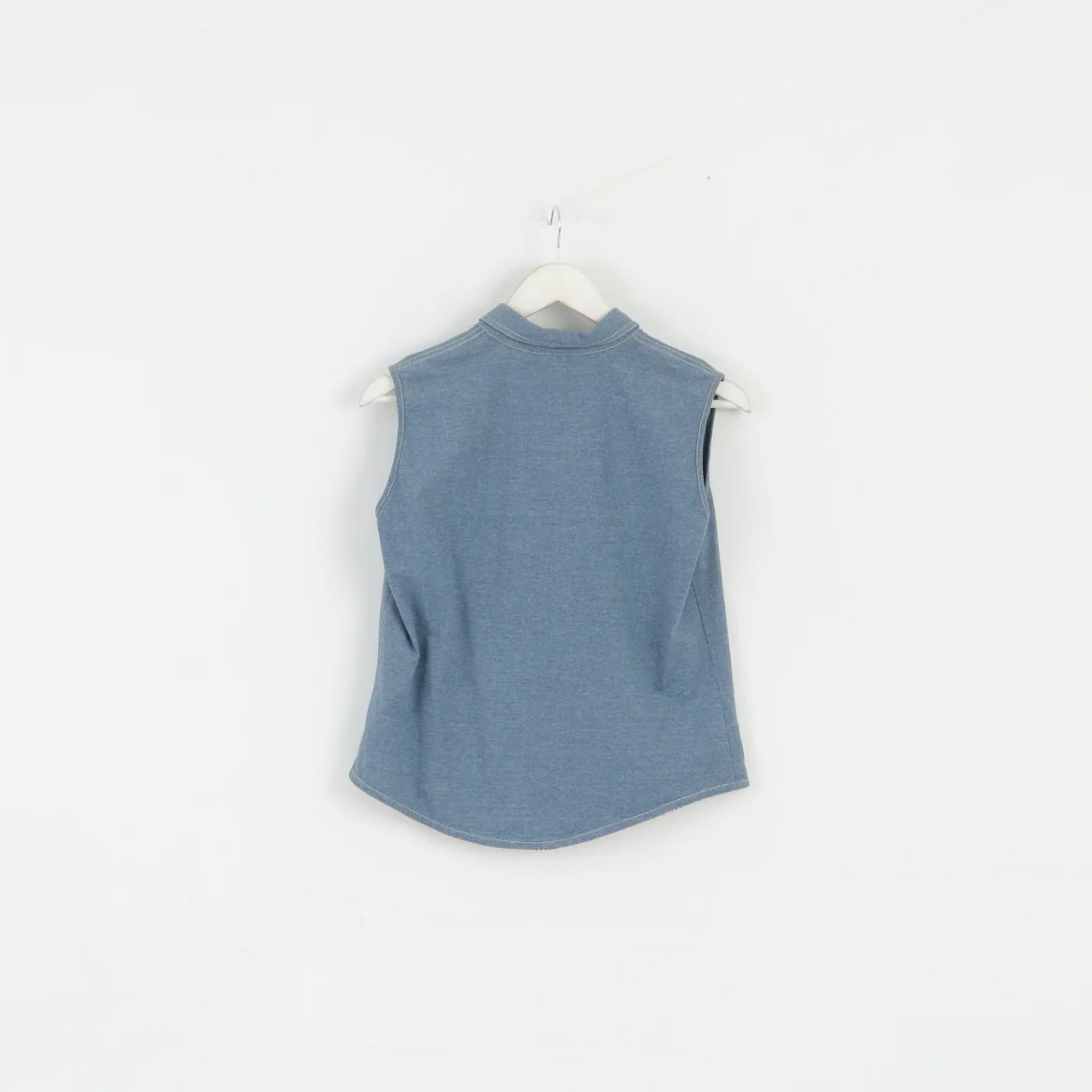 Burberry London Women 44 S Shirt Sleeveless Blue Cotton Top Vest - Image 8